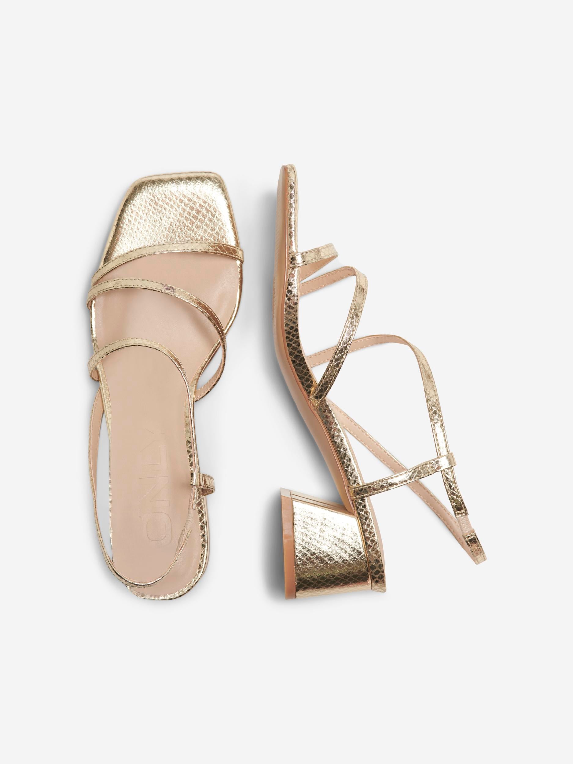 AYLIN Women's Gold Block Heel Sandals - Comfortable Summer Dress Shoes for Weddings, Parties & Office Wear