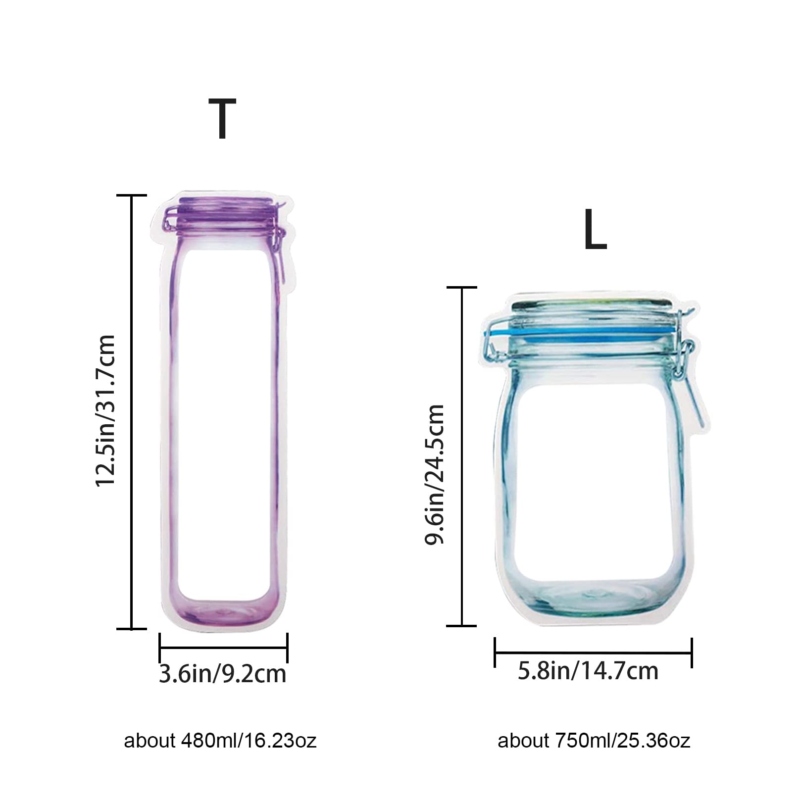 Enkrio 30Pcs Reusable Mason Jar Zipper Bags - Food Storage Snack Bags for Kitchen, Travel, Camping & Picnic - Airtight & Portable (5 Small, 8 Medium, 12 Large, 5 Tall) - Perfect for Meal Prep, School Lunches & On-the-Go Snacks