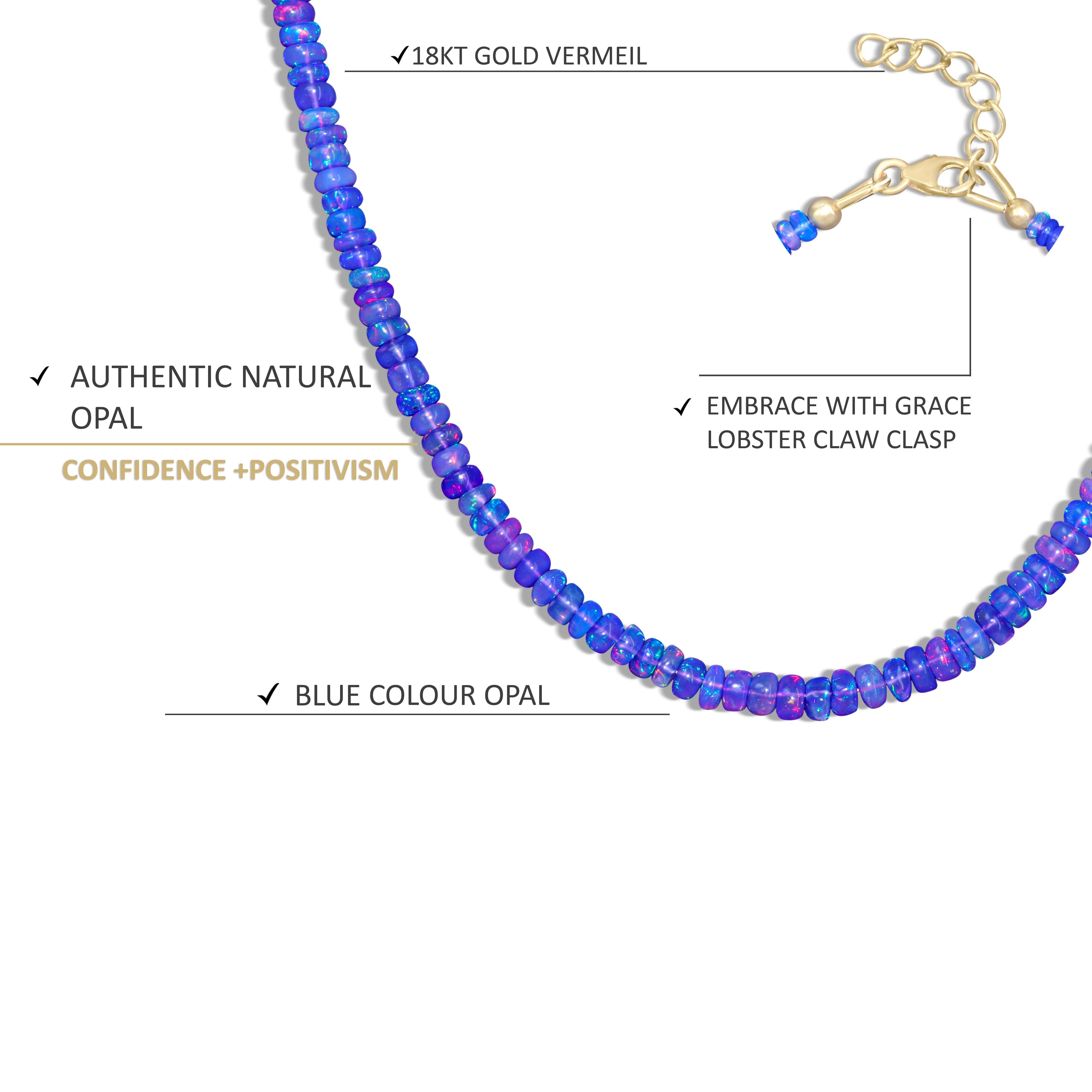 Natural Blue Opal Beaded Necklace for Women - Elegant Boho Jewelry Gift for Her, Perfect for Weddings, Parties & Everyday Wear