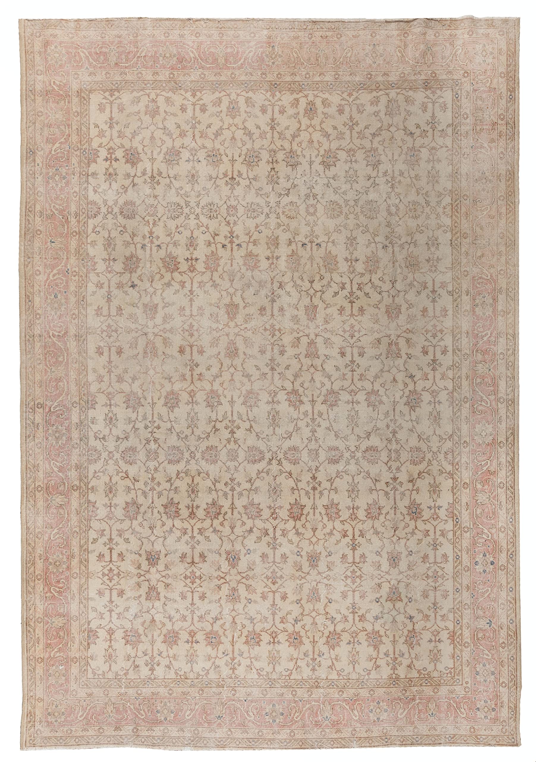 9.5x12.7 Ft Authentic Vintage Hand Knotted Oushak Rug - Soft Muted Colors | C1528 | Perfect for Living Room, Bedroom & Home Decor