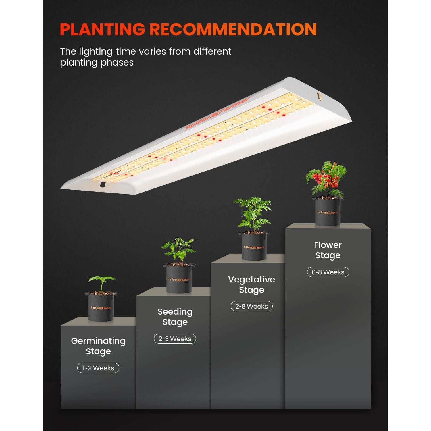 Spider Farmer SF300 LED Grow Light for Indoor Plants - Full Spectrum Veg & Bloom - Energy Efficient Hydroponic Greenhouse & Home Garden Grow Light for Vegetables, Herbs, and Flowers