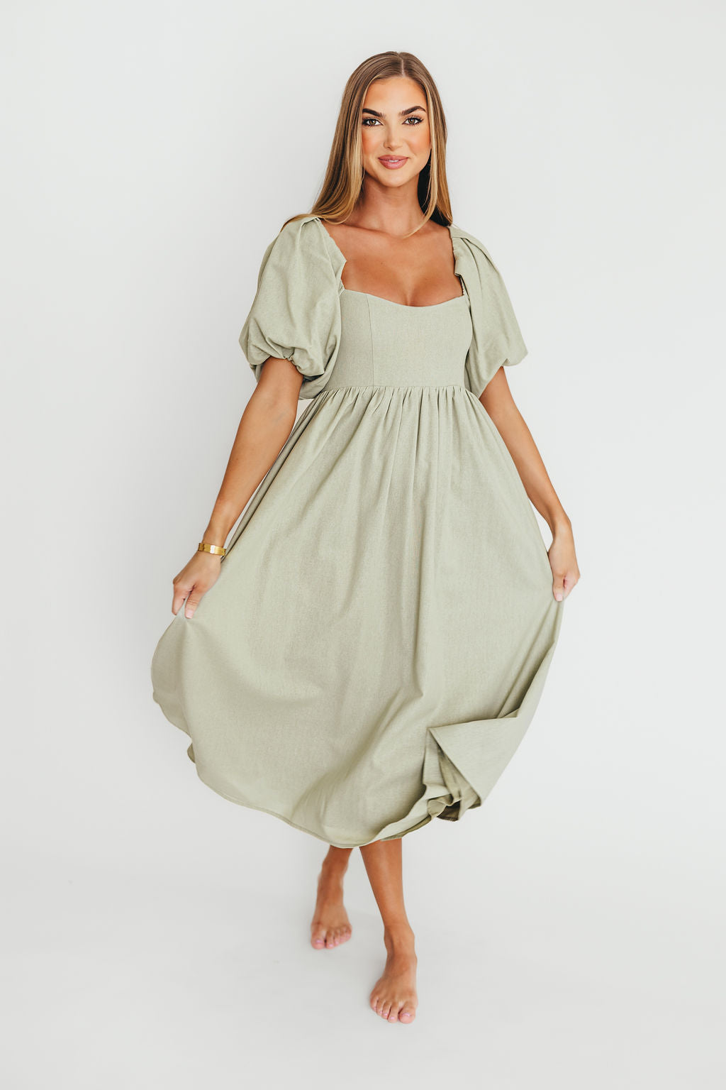 Hamilton Midi Dress in Olive - Bump Friendly Maternity Dress (Sizes S-2XL) | Flowy Summer Dress for Pregnancy, Nursing & Everyday Wear