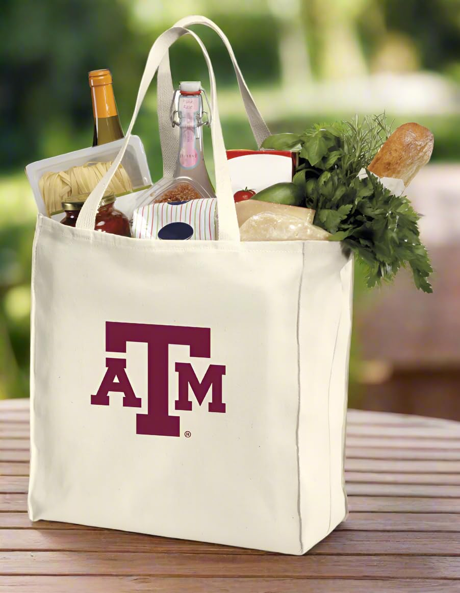 Texas A&M Aggies Cotton Grocery Bags - Eco-Friendly Reusable Shopping Tote for Groceries, College Campus & Game Day