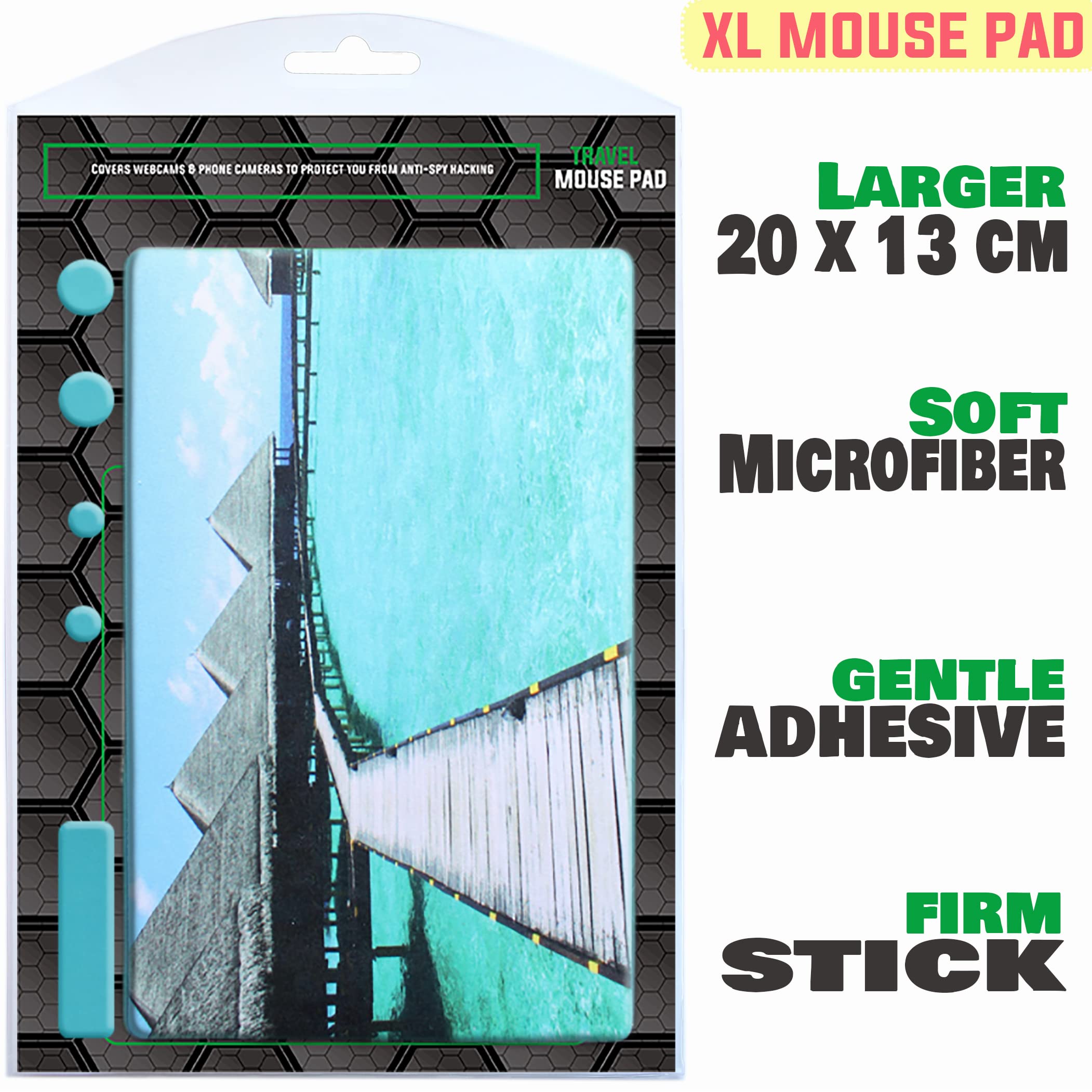 Peel and Stick Mouse Pad - Large Non-Slip Adhesive Desk Mat - Portable XL Size for Laptop & Computer (Beach Design) - Perfect for Office, Gaming & Travel Use