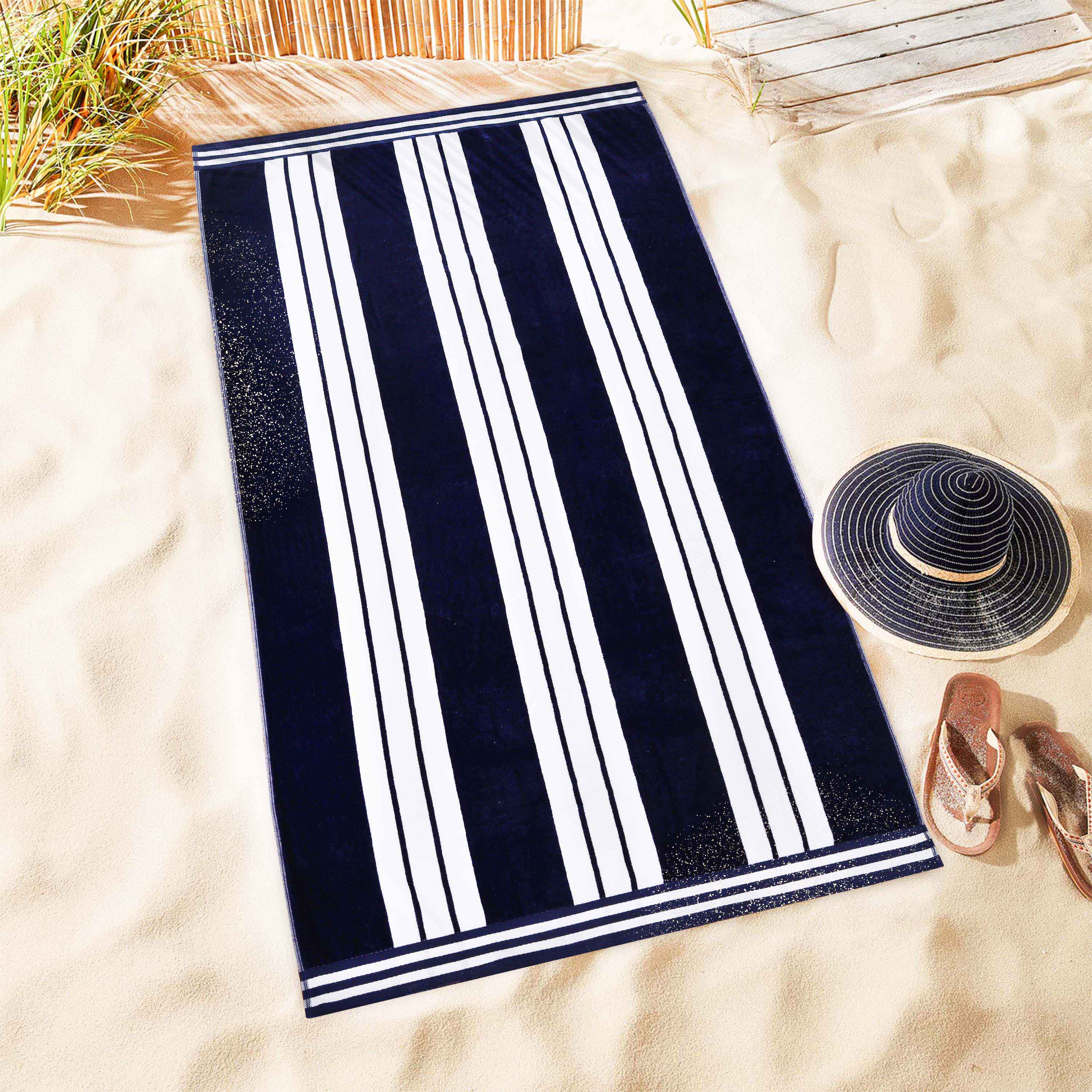 Premium Oversized Cabana Striped Cotton Beach Towel Set - 2, 4, or 6 Pack - Soft Quick-Dry Bath Towels for Pool, Beach, Vacation & Spa Days