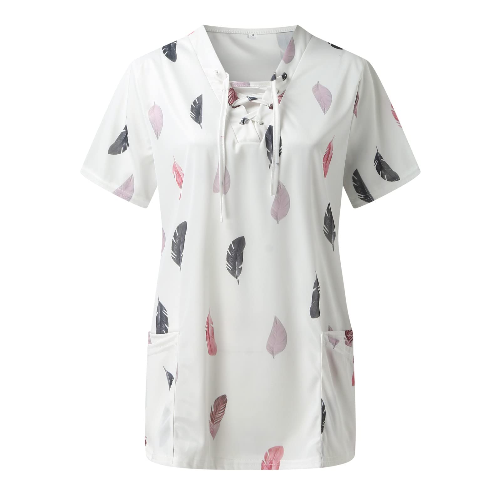 Women's Summer Short Sleeve V-Neck Floral Print T-Shirt - Comfortable Nursing & Work Tee for Casual Wear, Office, and Everyday Outfits