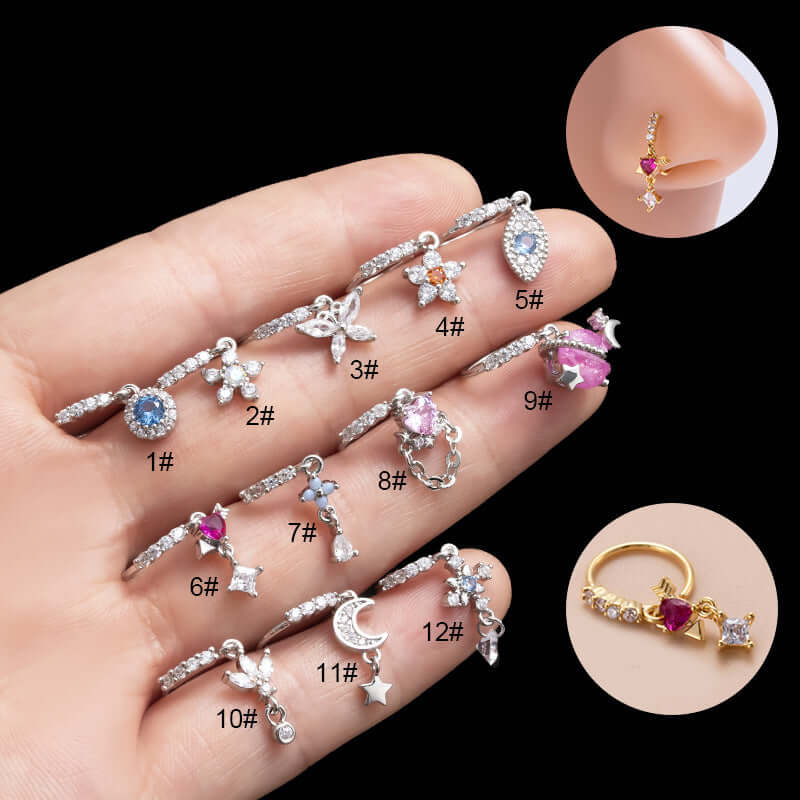 18K Gold Evil Eye Septum Ring - Hypoallergenic Nose Ring for Women | HSPJ421 | Perfect for Piercing Jewelry, Boho Style & Spiritual Protection