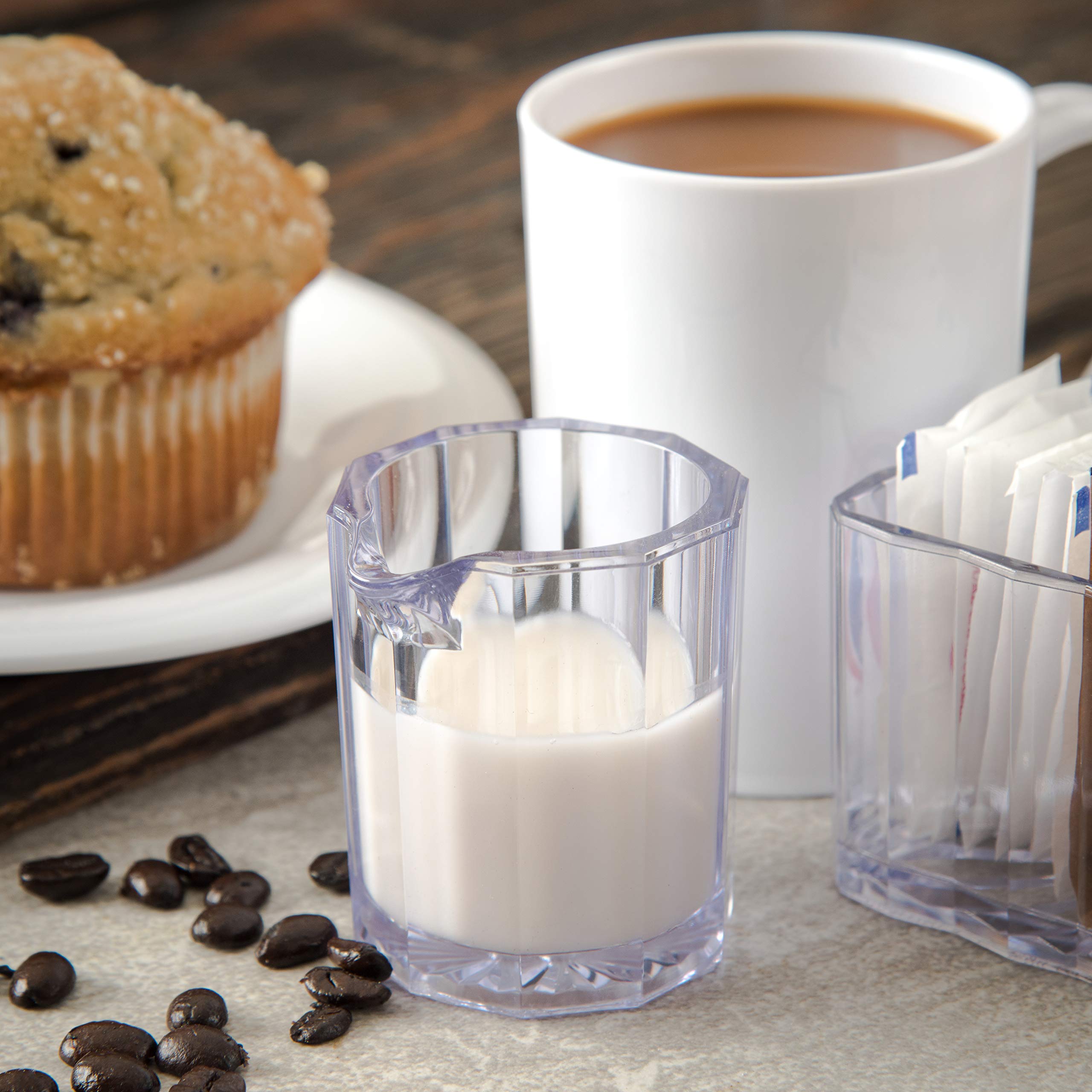 Carlisle FoodService Products 2.1 oz Clear Plastic Syrup Pitcher & Creamer Pitcher - Durable Kitchen, Home & Restaurant Use for Coffee, Tea, Pancakes & Desserts