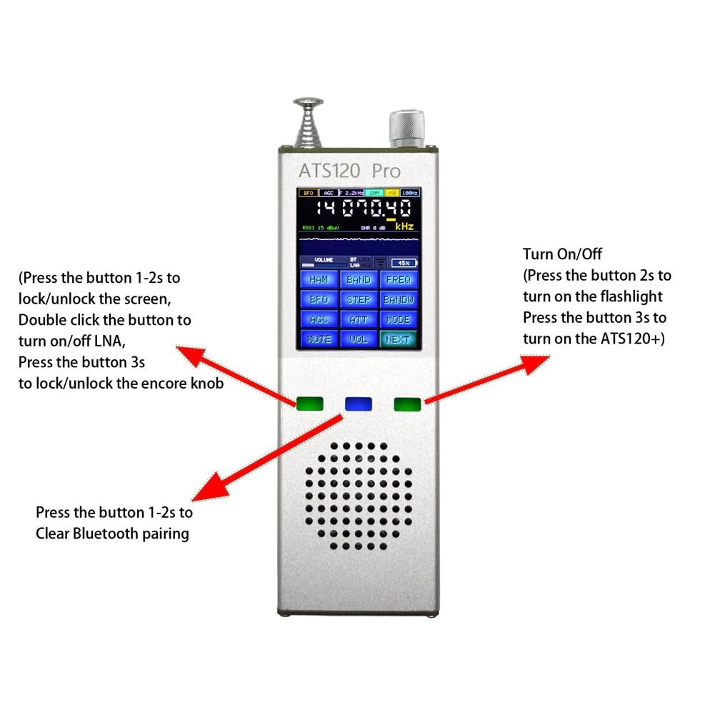 ATS120Pro SI4732 FM/SSB/SDR/AM/LSB Full Band 2000mAh CNC Aluminum Multi-Function Digital Radio - Perfect for Ham Radio, Emergency Communication & Outdoor Adventures