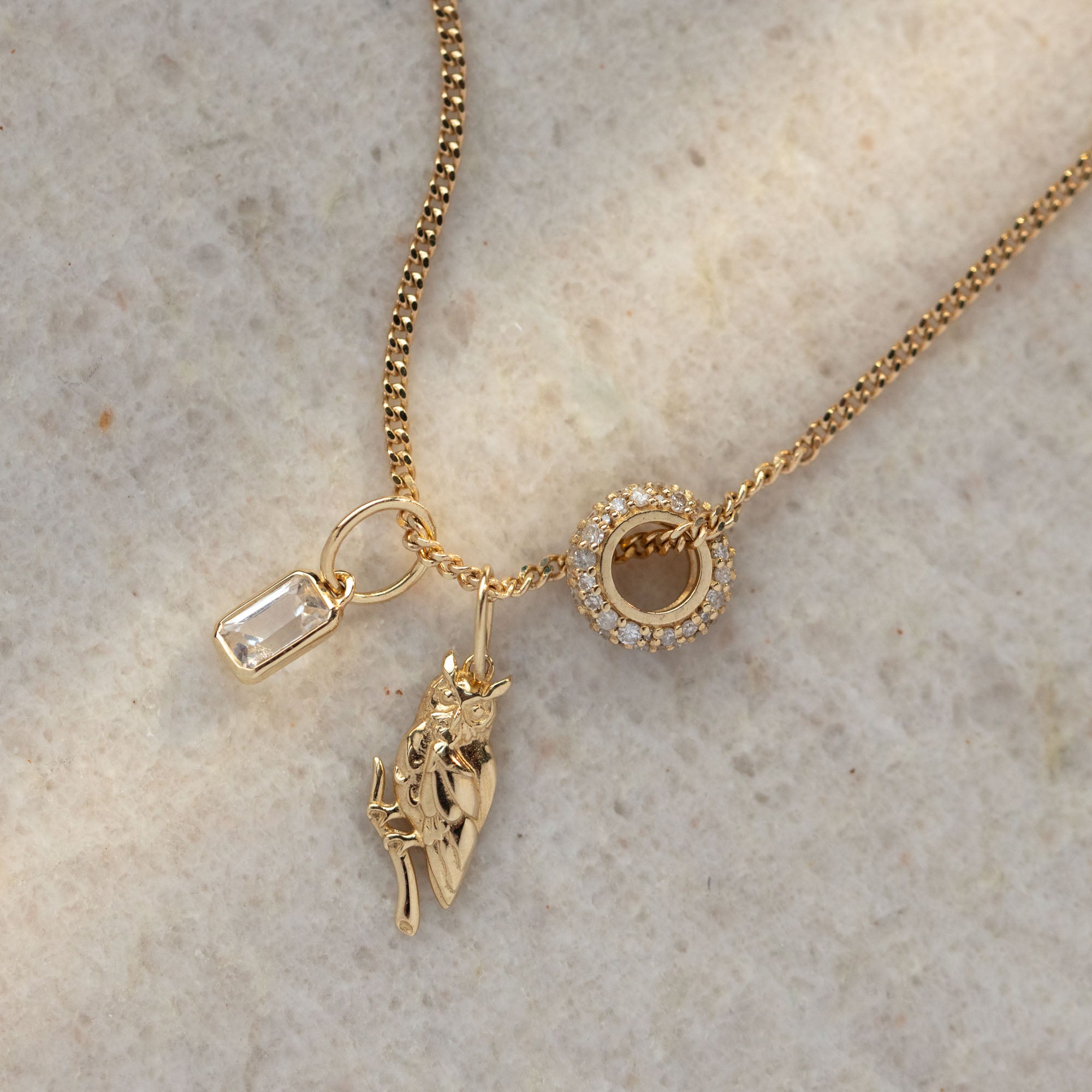 Solid Gold Birthstone Baguette Charm - Elegant Jewelry Gift for Women, Personalized Birth Month Pendant - Perfect for Anniversaries, Birthdays & Special Occasions