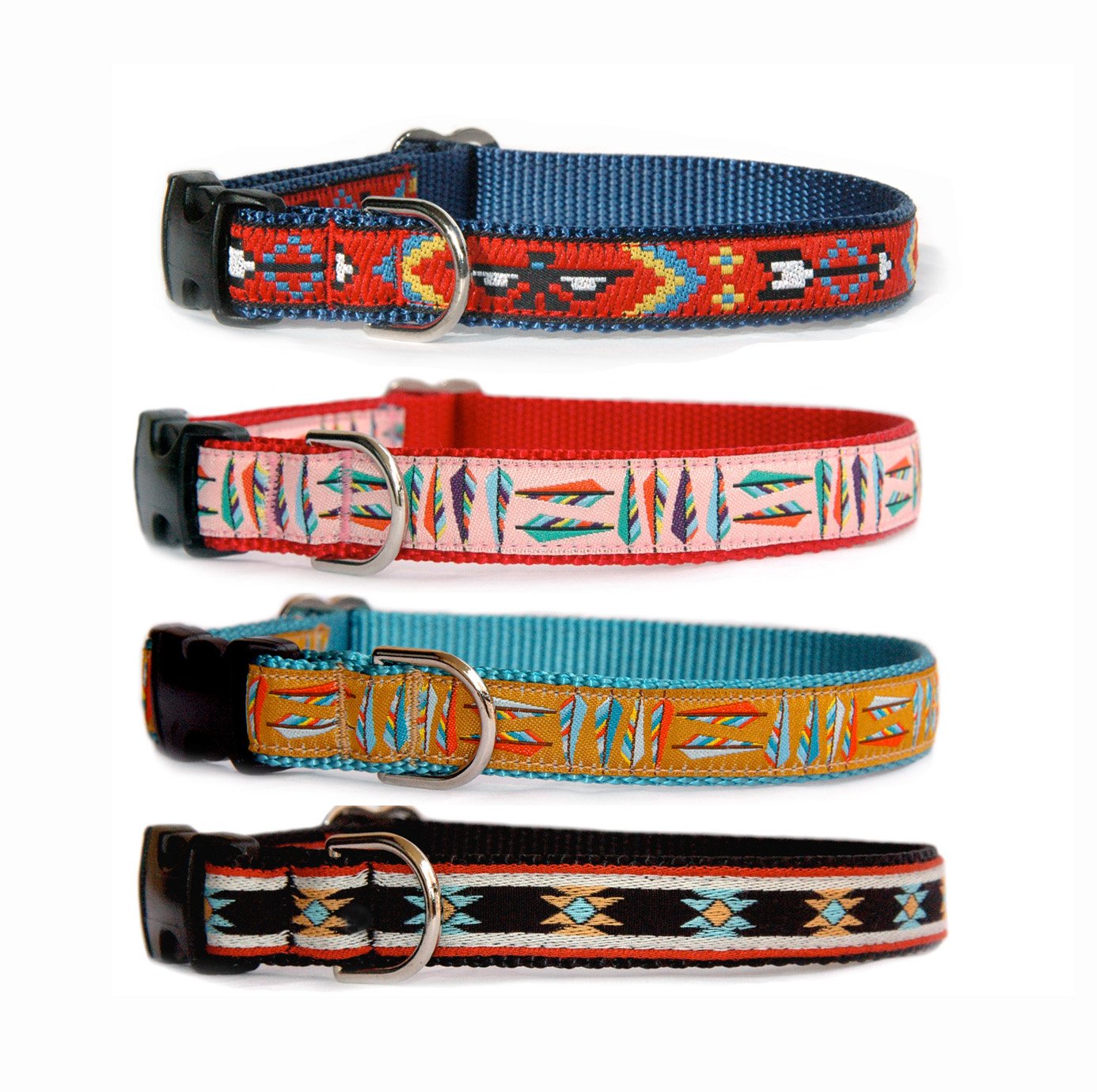 Handmade Navajo & Southwestern Style Dog Collar - Santa Fe Inspired Native American Design Pet Collar for Puppies, Small to Large Dogs - USA Made - Perfect for Walks, Training & Outdoor Adventures