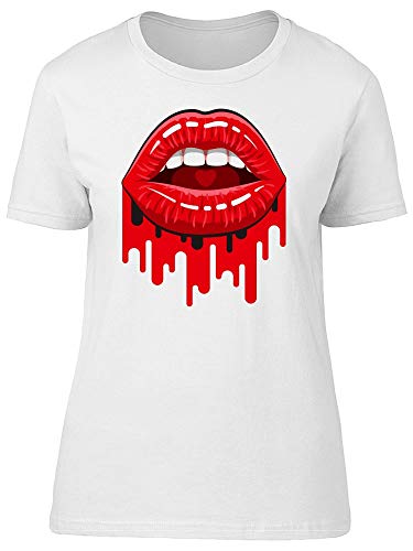 Dripping Red Lipstick Print Women's T-Shirt - Trendy Graphic Tee for Casual Wear, Parties & Date Nights