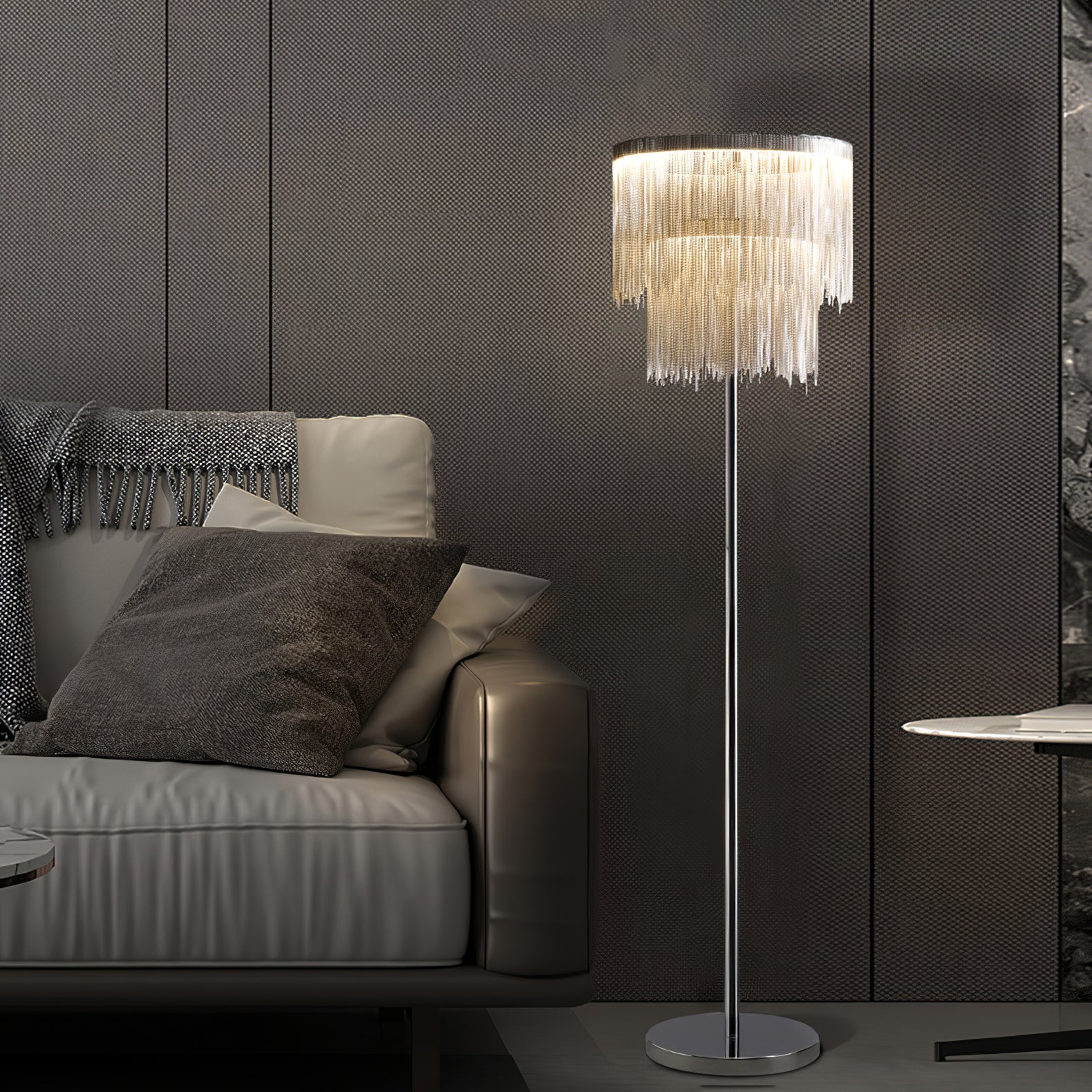 Tassel Floor Lamp with Adjustable Height - Modern Boho Home Decor for Living Room, Bedroom, or Office - Soft Ambient Lighting for Cozy Spaces