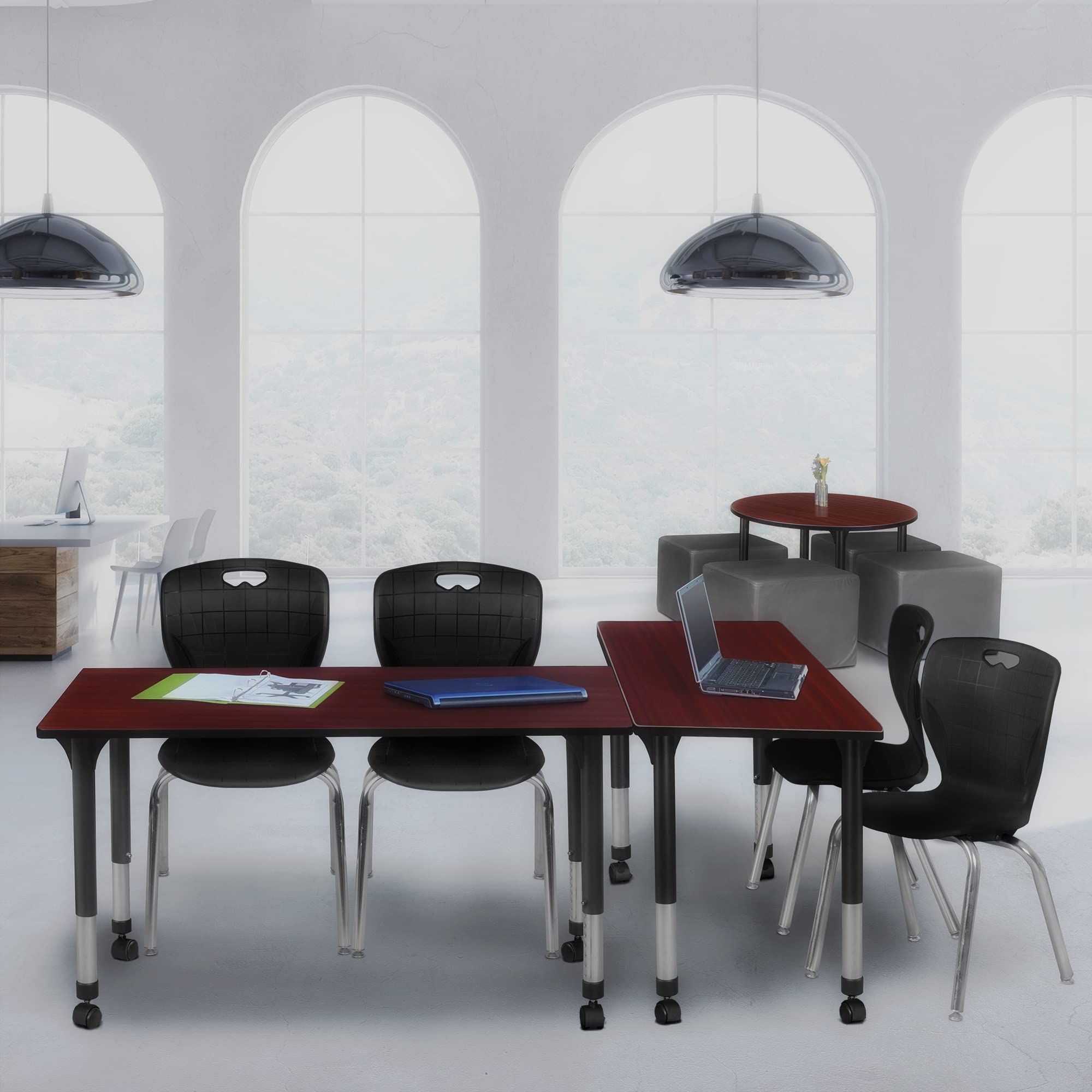 Regency Kee Height Adjustable Mobile Classroom Table Set with Two 18