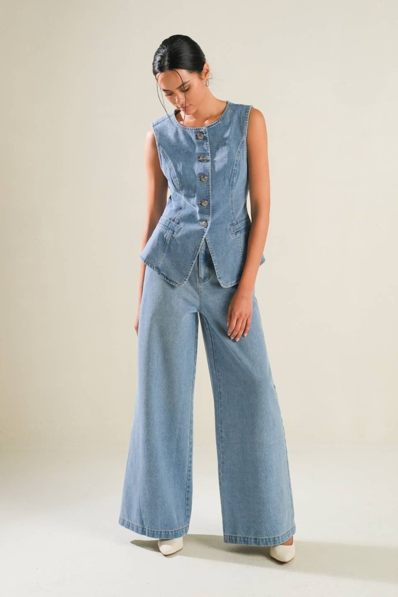 Adventure Awaits Denim Vest for Women & Men - Stylish Casual Jacket for Outdoor Activities, Travel & Streetwear Fashion