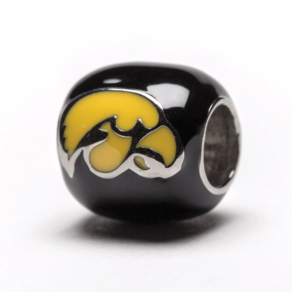 **Officially Licensed University of Iowa Jewelry - UI Hawkeyes Yellow & Black Stainless Steel Charms | UI Gifts for Students, Alumni & Fans | Perfect for Game Day, Graduation & Hawkeye Pride**