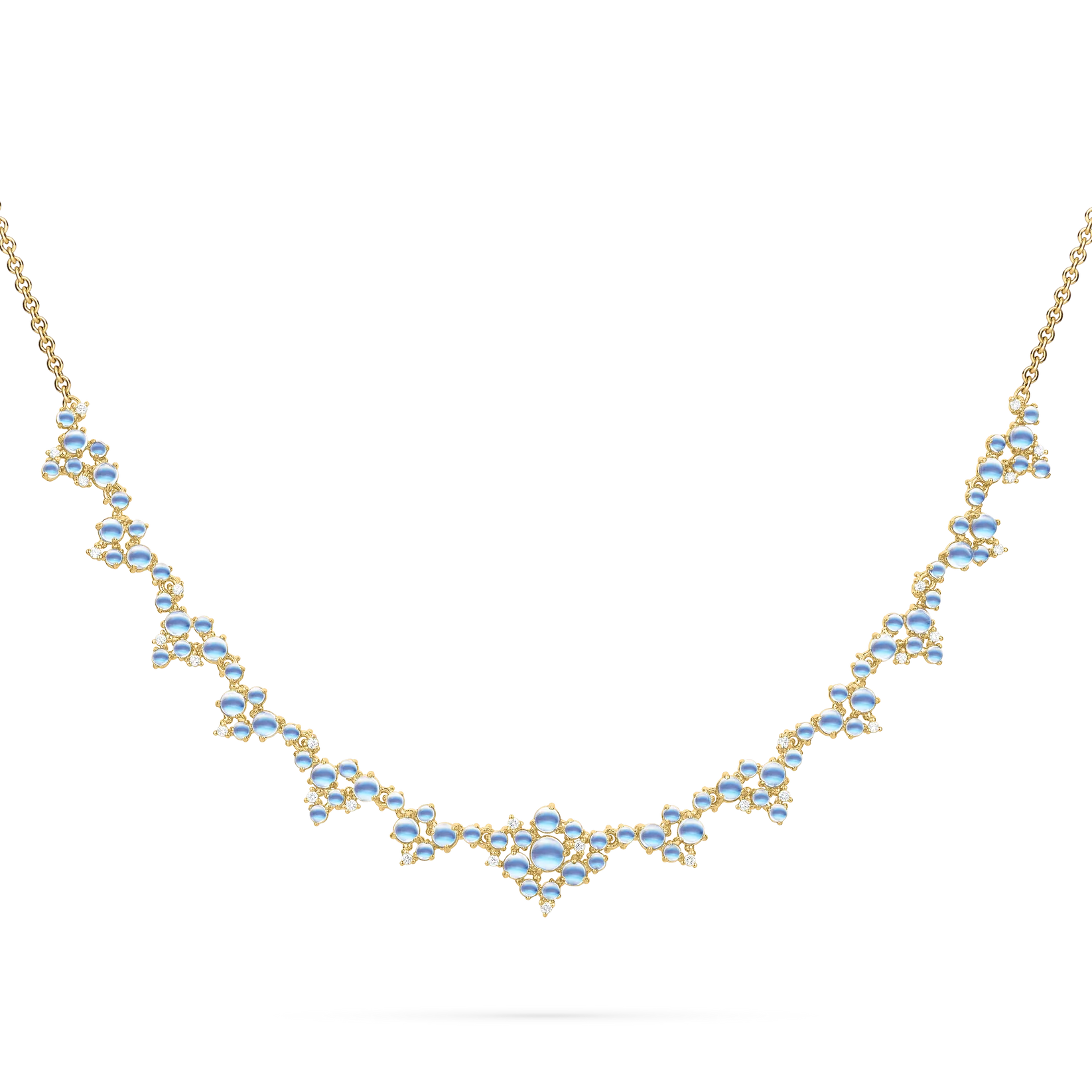 Paul Morelli 14K Gold Partial Diamond & Moonstone Bubble Cluster Necklace - Elegant Layering Jewelry for Women, Perfect for Weddings, Parties & Special Occasions