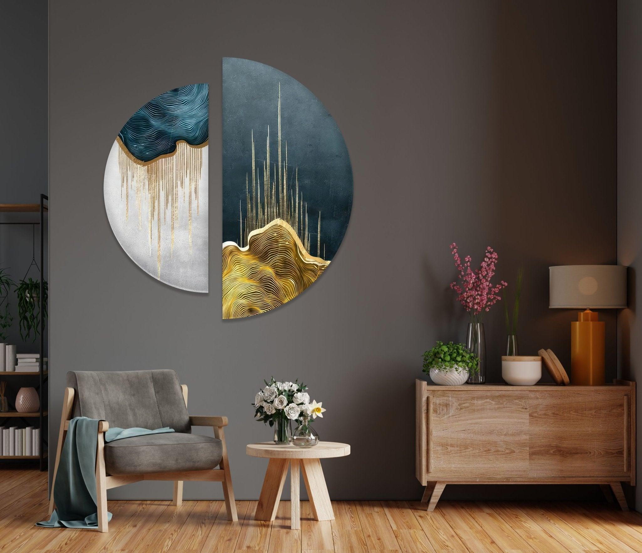 2 Piece Blue White Marble Glass Wall Art Set - Modern Abstract Home Decor for Living Room, Bedroom, Office | Shatter-Resistant & Easy to Hang