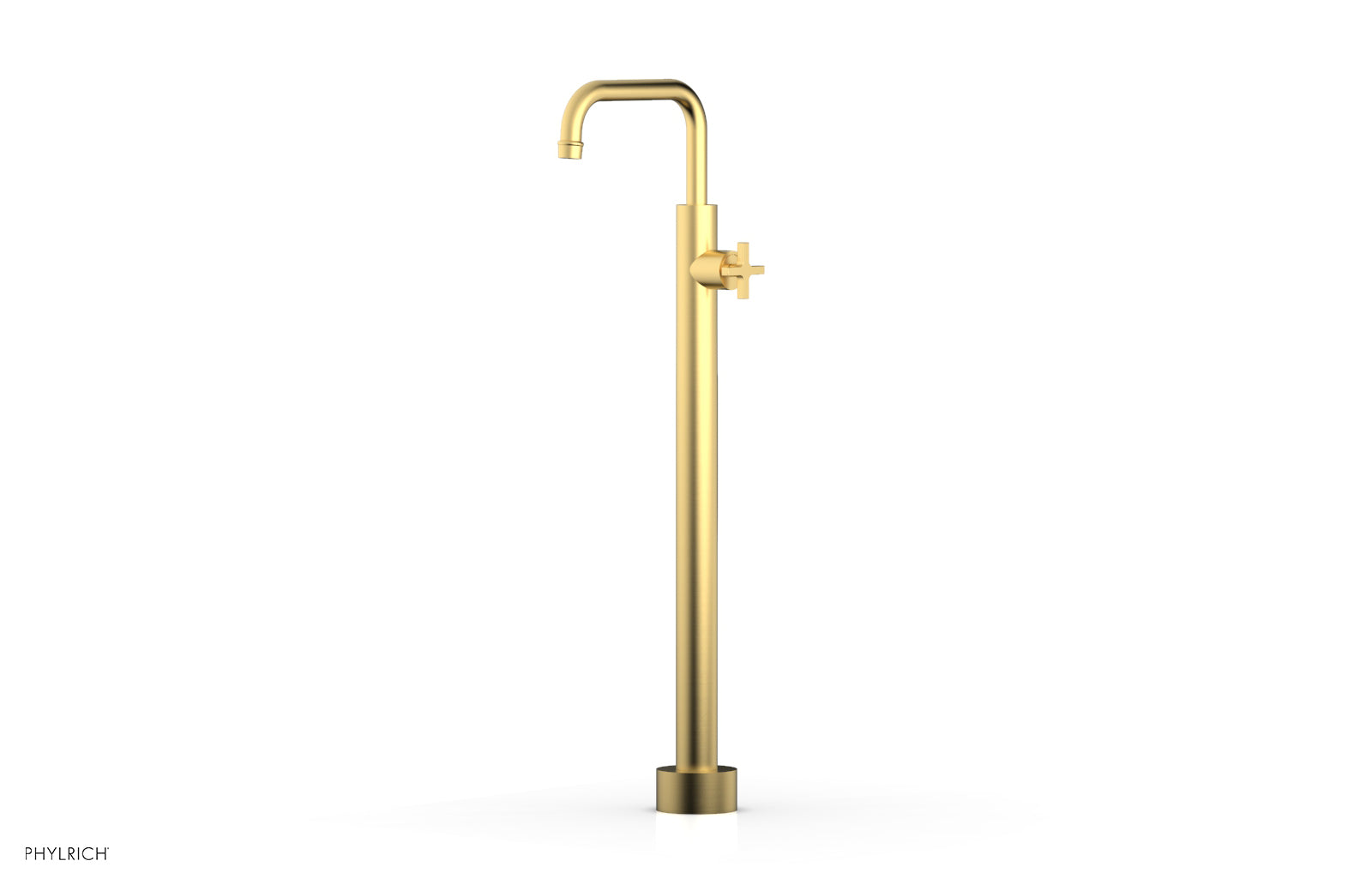HEX MODERN Tall Floor Mount Tub Filler with Cross Handle - Model 501 54 02 - Perfect for Contemporary Bathroom Designs and Freestanding Bathtubs