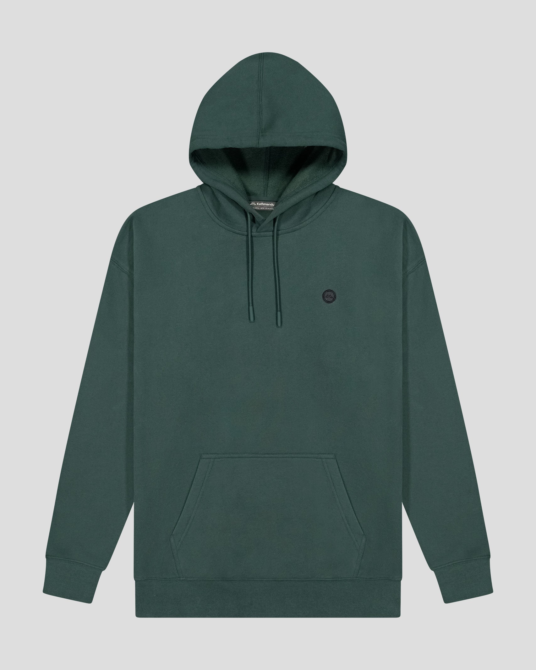 Women's Cozy Brushed Fleece Hoodie with Peak Badge - Deep Forest Green for Casual Wear & Outdoor Activities