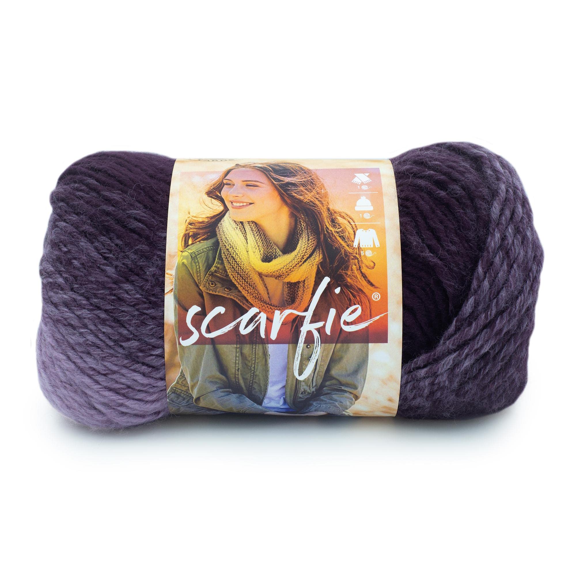 Lion Brand Yarn Scarfie Yarn - 1 Pack, Eggplant/Lilac Color - Soft Chunky Knitting Yarn for Scarves, Hats & DIY Crafts | Perfect for Winter Accessories & Handmade Gifts