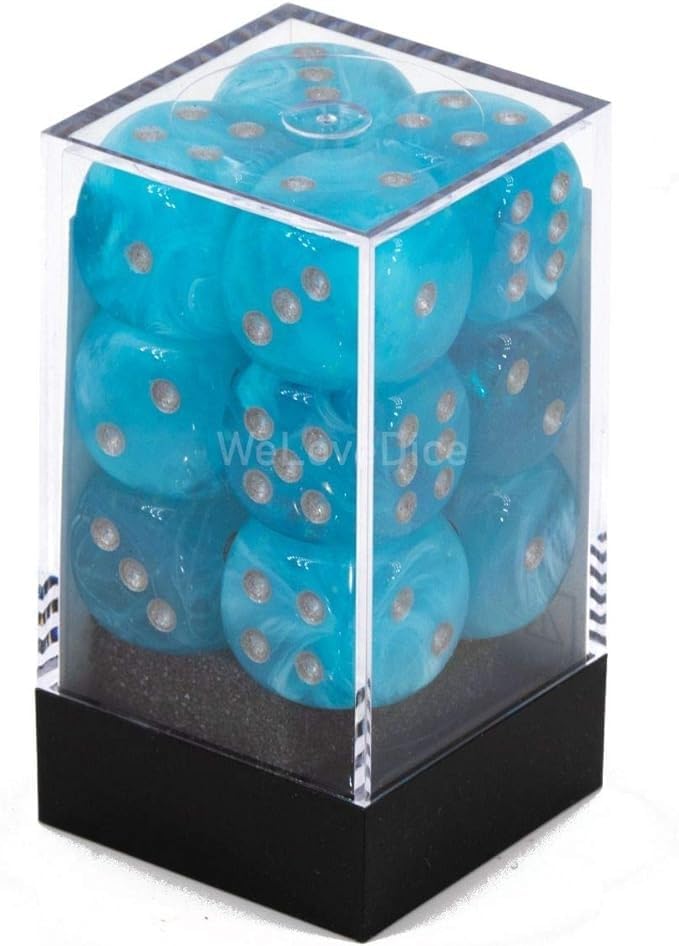 Premium Gemini Dice Block Set - 12 Pack 16mm D6 Dice for Board Games, RPG & Miniature Gaming - Luminary Blue & Light Blue - High Quality Chessex Dice - Perfect for D&D, Pathfinder & Tabletop Adventures