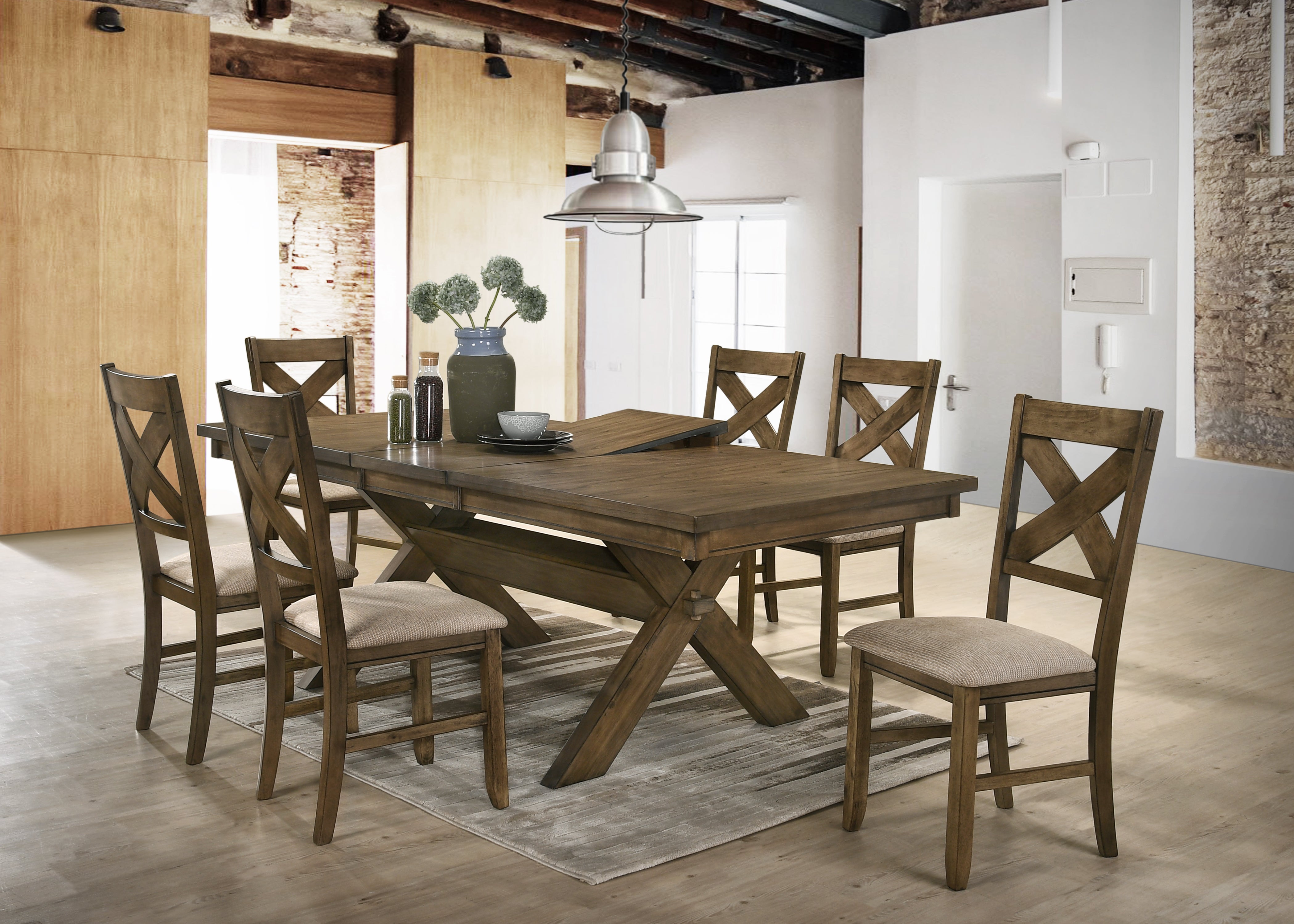 Raven Wood Dining Set with Butterfly Leaf Table and 6 Chairs - Perfect for Family Dinners, Entertaining Guests & Small Space Dining Rooms