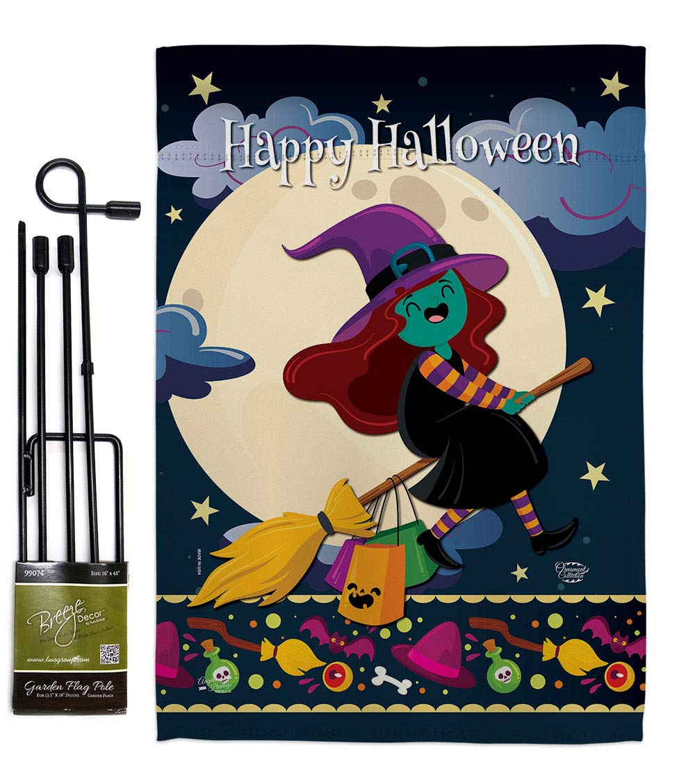 Halloween Witch Garden Flag Set - Double-Sided Fall Decor for Yard & Home