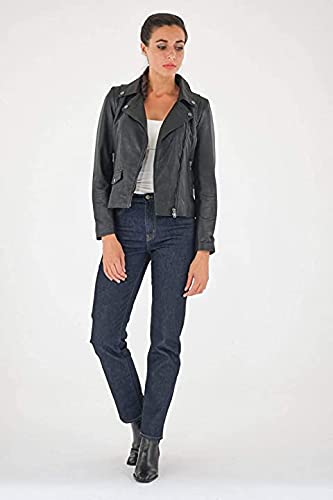 Women's Genuine Leather Jacket - Winter Motorcycle Biker Jacket for Riding & Racing | Windproof & Warm Coat for Outdoor Adventures & Casual Wear