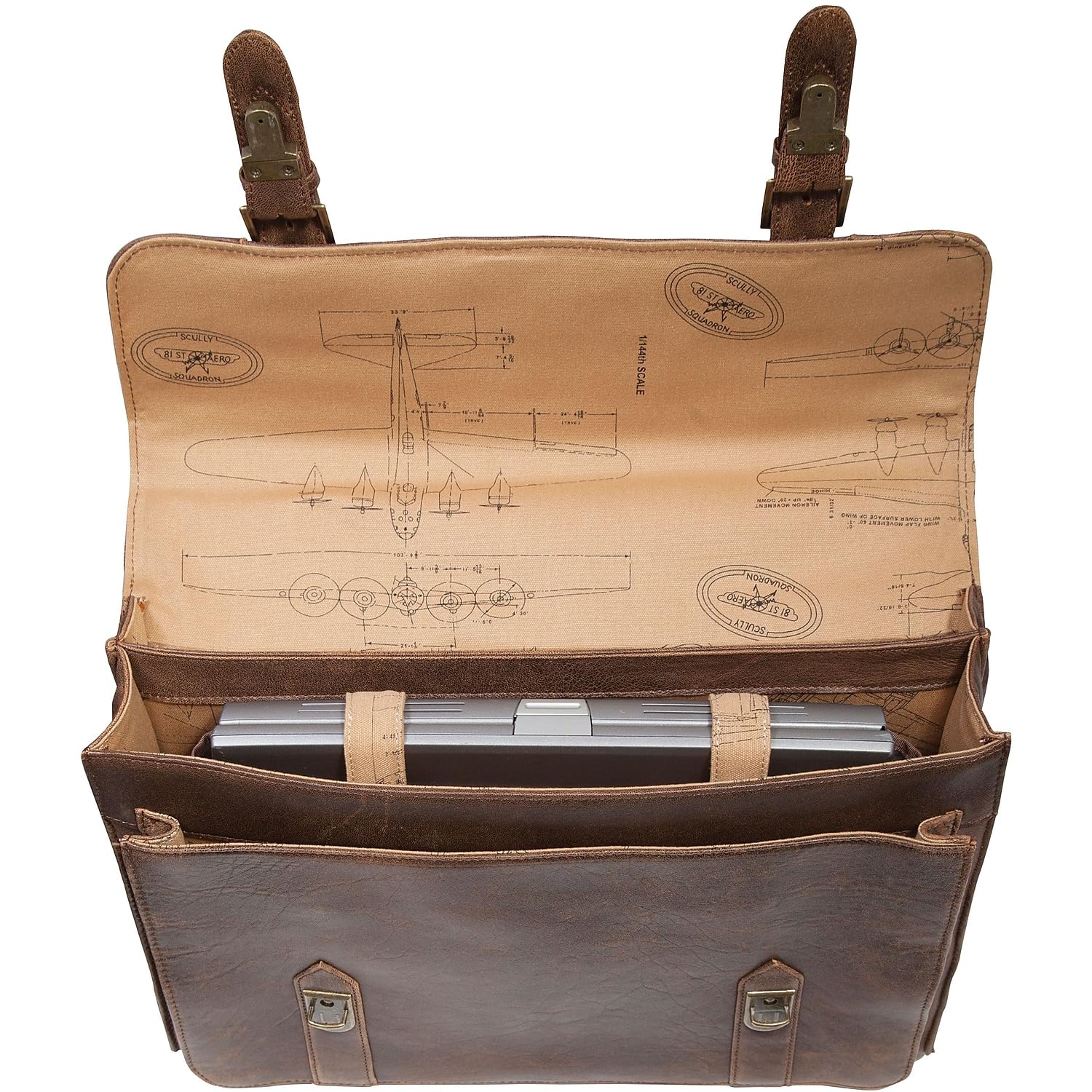 HIDESIGN by Scully Aerosquadron Genuine Leather Laptop Briefcase for Men - Professional Business Satchel with Adjustable Shoulder Strap - Perfect for Office, Travel & Daily Commute