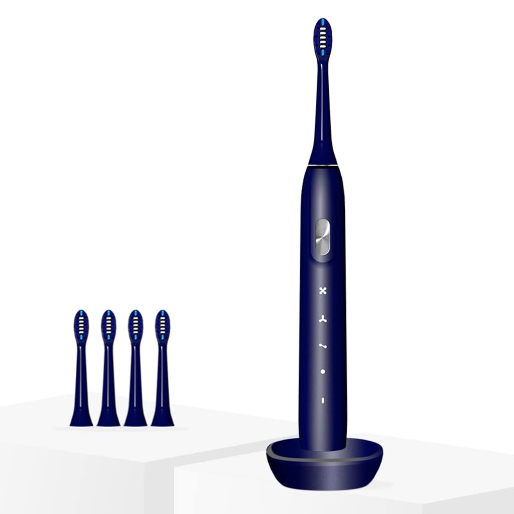 Electric Toothbrush for Adults - Soft Bristles, Sonic Technology, Wireless Charging - Blue Electric Toothbrush Set for Gentle Teeth Cleaning at Home & Travel
