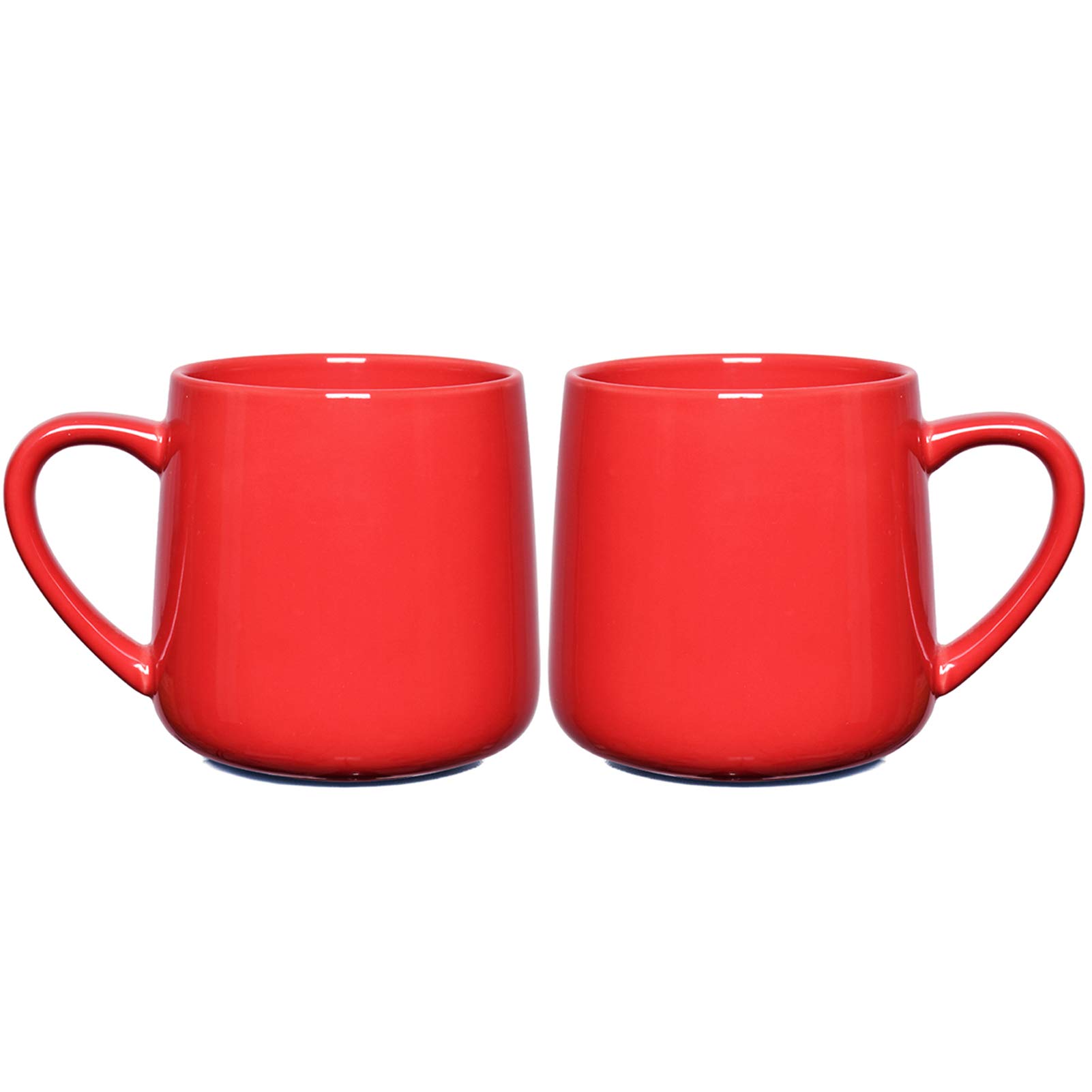 Bosmarlin 18 oz Glossy Ceramic Coffee Mugs Set of 2 - Dishwasher & Microwave Safe Tea Cups for Office, Home & Gifts (Red) - Perfect for Morning Coffee, Afternoon Tea & Office Breaks