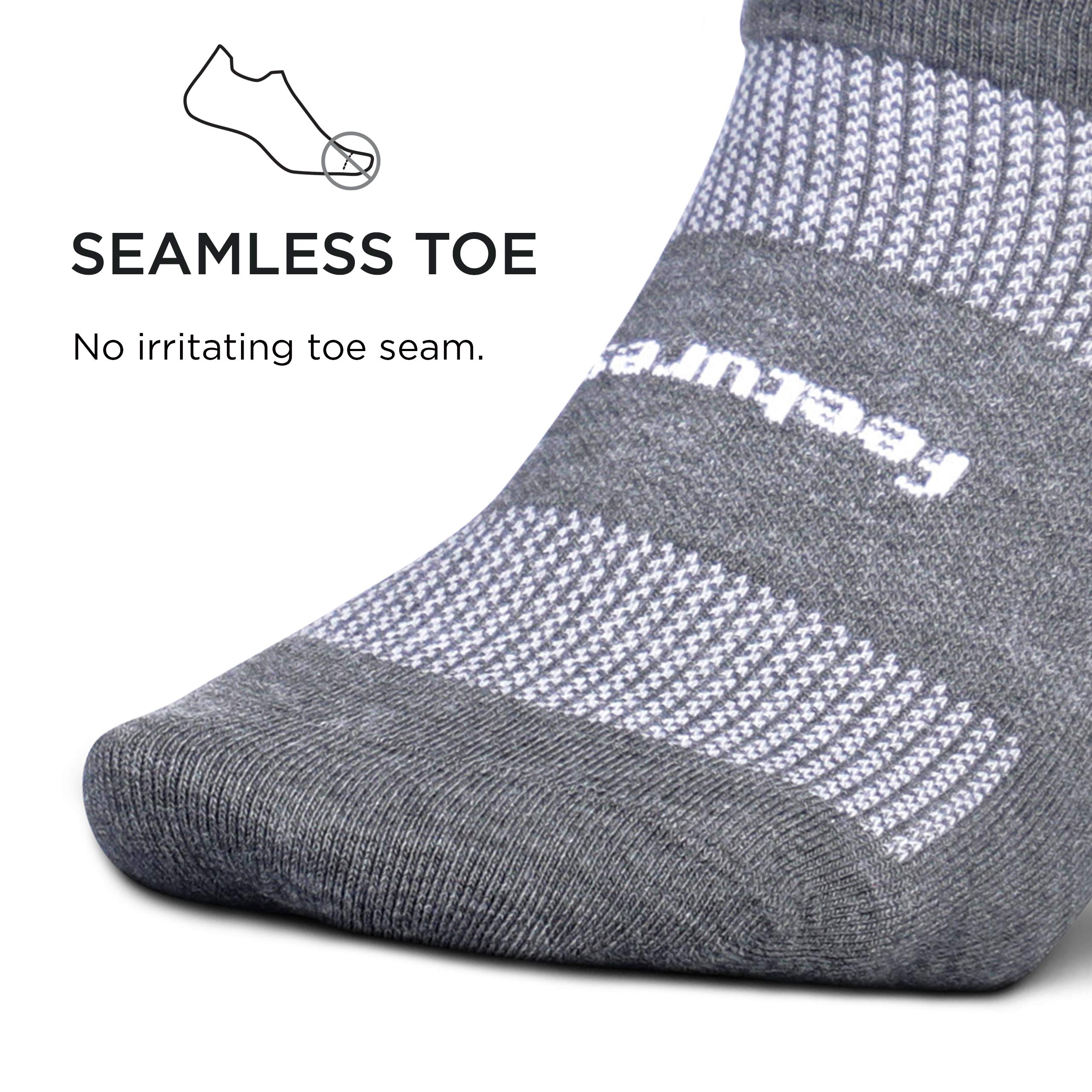 Feetures High-Performance Max Cushion No Show Tab Socks for Men & Women - Moisture Wicking Athletic Ankle Socks (Large, Heather Grey, 6-Pack) - Perfect for Running, Gym Workouts & Daily Comfort
