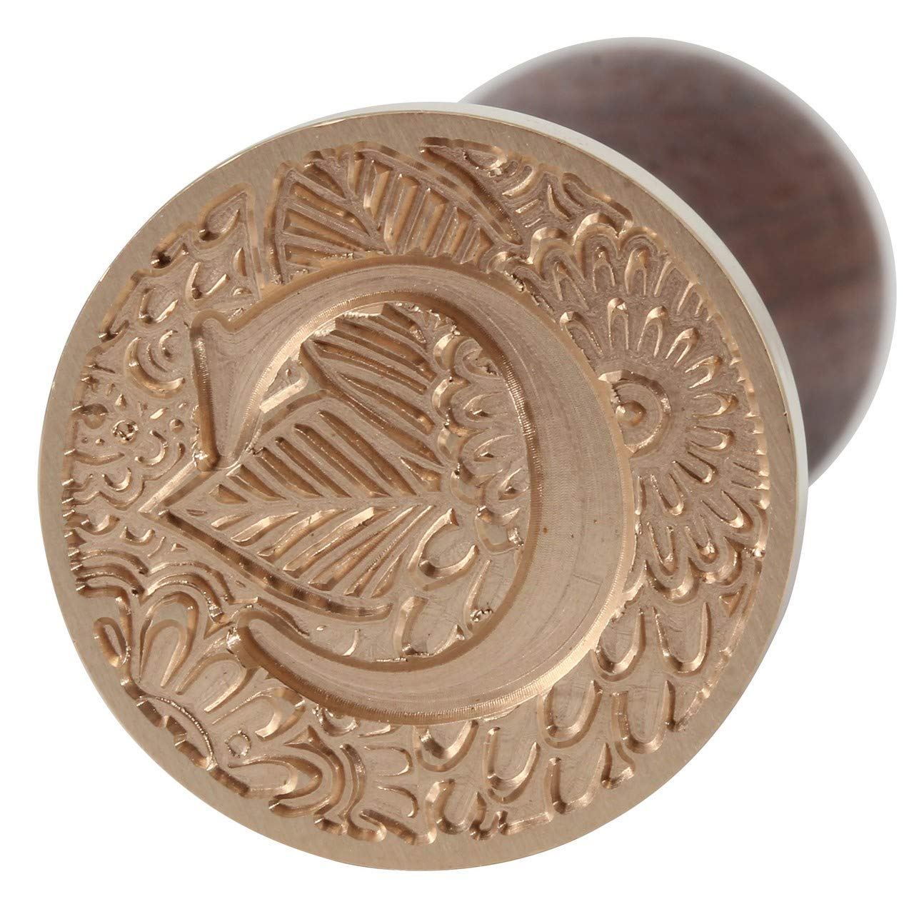 Yoption Brass Letter C Wax Seal Stamp - Botanical Alphabet Initial Sealing Stamp with Wooden Handle for Wedding Invitations, DIY Crafts & Vintage Letter Sealing
