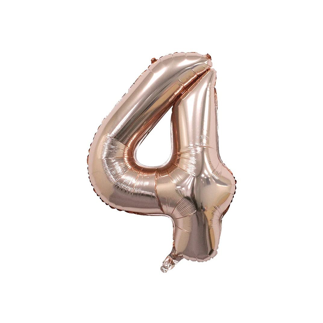 4 Inch Rose Gold Number Balloons for Birthday Party Decorations, Baby Shower, Anniversary & Wedding Celebrations