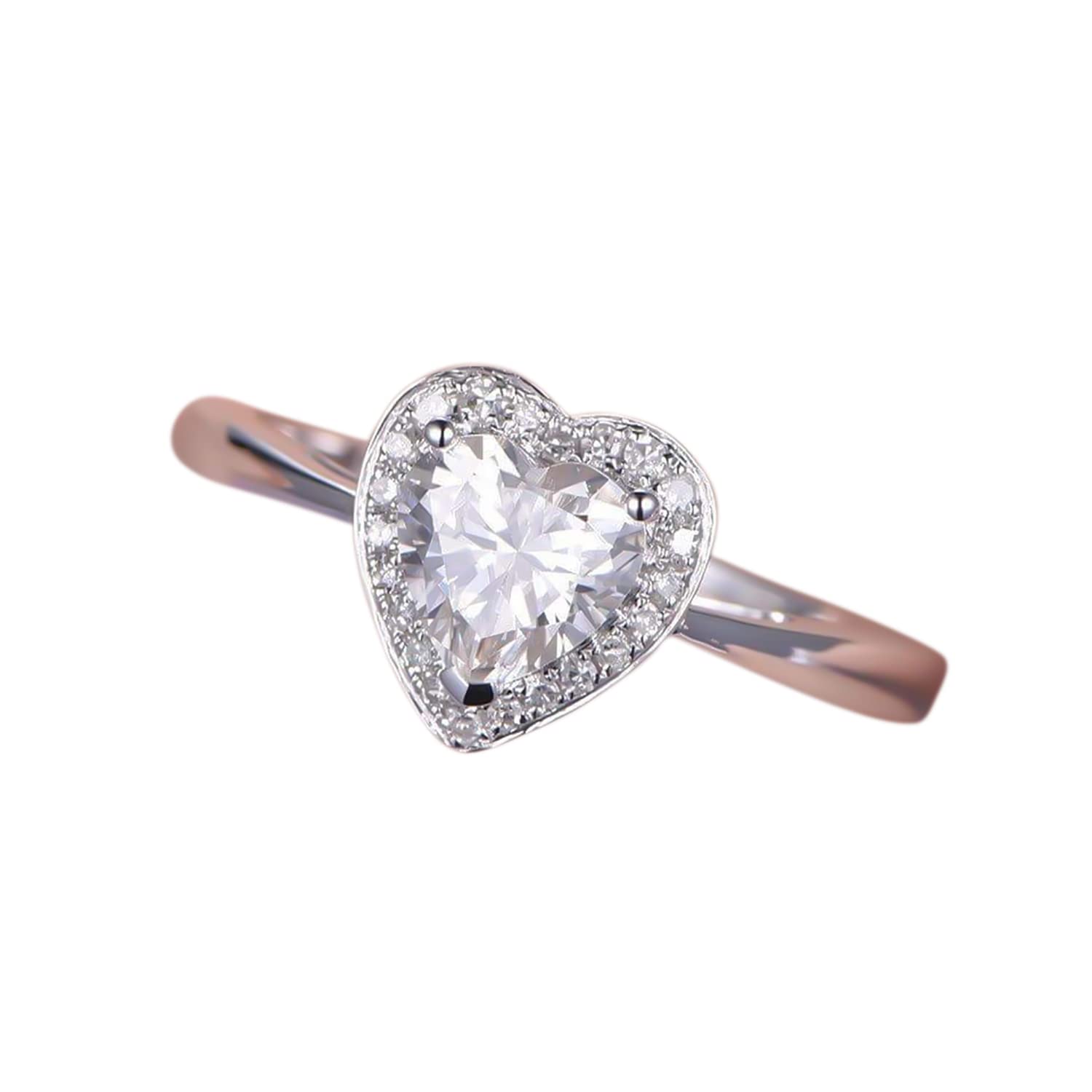 1.25Ct Heart Moissanite Diamond Wedding Ring 18k Gold Plated for Bridal & Engagement