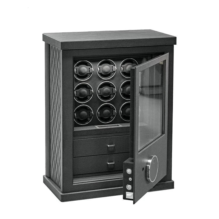 Premium JB Watch Winder & Jewelry Safe with 2 Jewelry Drawers & 9 Watch Winders - Perfect for Luxury Watch Storage & Jewelry Organization at Home or Office
