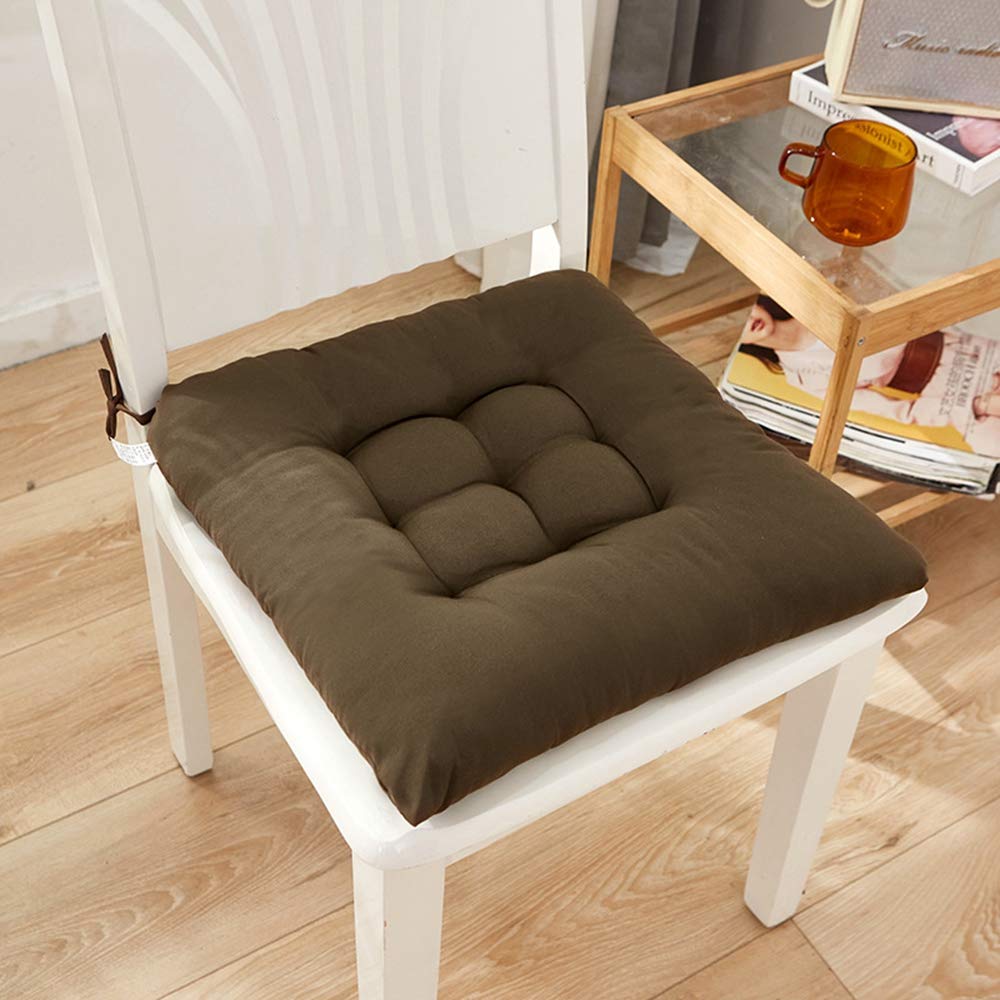 Soft Washable Non-Slip Thickened Seat Cushion - Removable Solid Color Brushed Chair Pad for Office & Home Decor (Coffee Brown) | Perfect for Desk Chairs, Dining Chairs, and Living Room Furniture