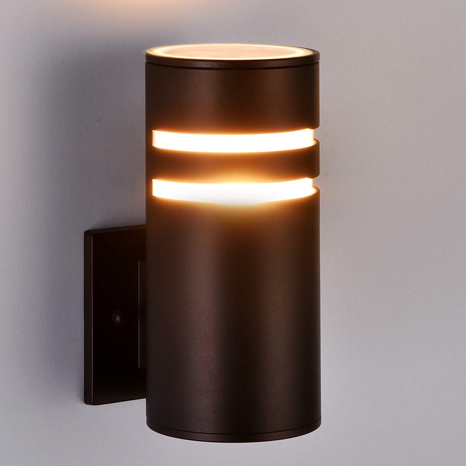 Modern Outdoor Wall Sconce Light Fixture - ETL Listed Brown Patio Porch Light with Up/Down Lighting - Waterproof Exterior Wall Mount for Backyard, Front Door, Garage & Garden Pathways | Perfect for Evening Ambiance and Home Security