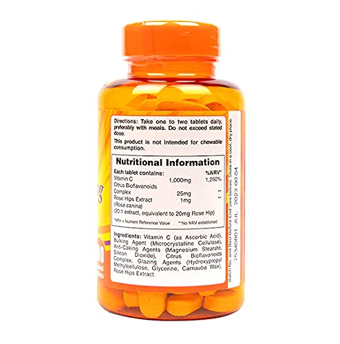 Holland & Barrett Vitamin C with Rose Hip Supplement - 1000mg Immune Support, Antioxidant Boost for Skin & Energy - Daily Wellness for Adults & Kids - Perfect for Cold Season & Active Lifestyles