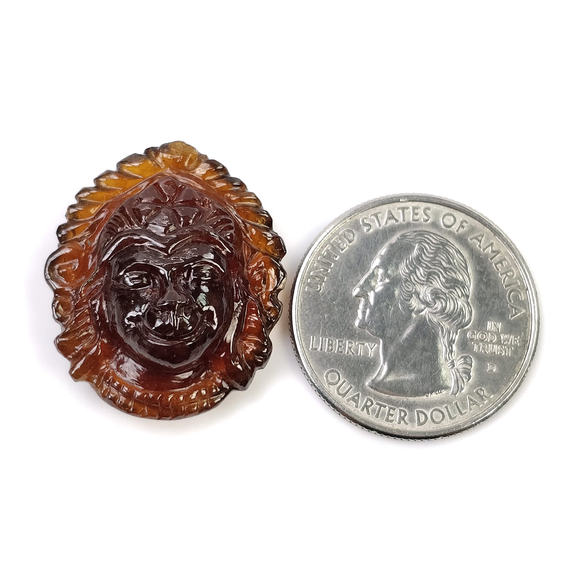Natural Hessonite Garnet Gemstone Carving - 40.20cts Untreated Hand Carved Lord Hanuman (26x22mm) | Spiritual Jewelry for Meditation & Yoga | Video Included
