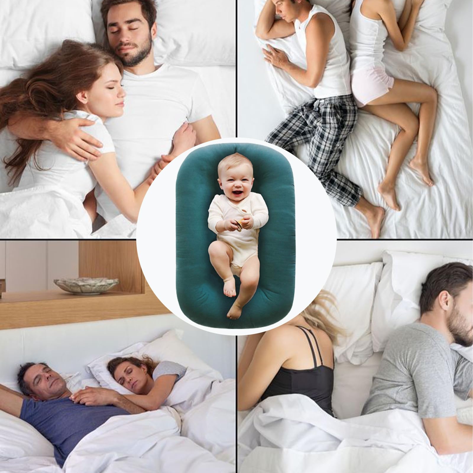 2024 Baby Lounger Pillow - 100% Organic Cotton Infant Nest for Newborns 0-24 Months | Breathable & Hypoallergenic Baby Lounger for Boys & Girls | Perfect for Nursery, Co-Sleeping & Tummy Time (Green)