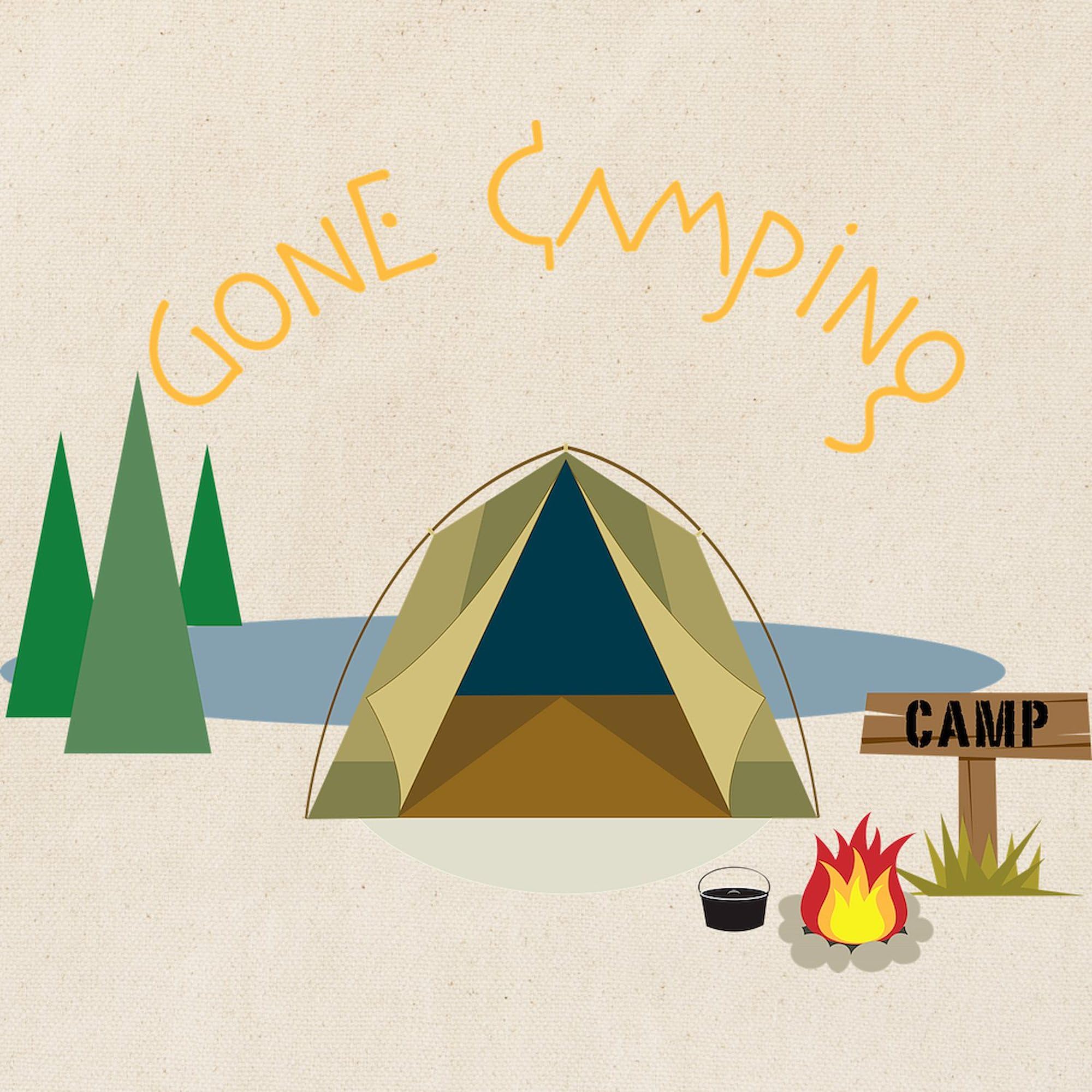 Gone Camping Tote Bag - Natural Canvas Reusable Shopping Bag for Outdoor Adventures, Groceries & Beach Trips