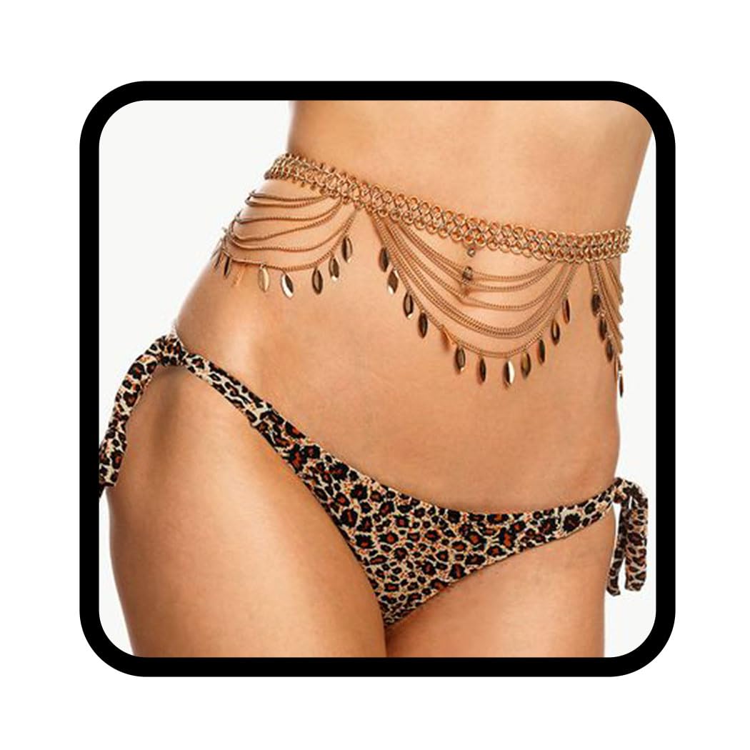 Elegant Women's Belly Chain with Sequins - Stylish Waist Jewelry for Body Accessories | Perfect for Parties, Beachwear, and Fashion Photography
