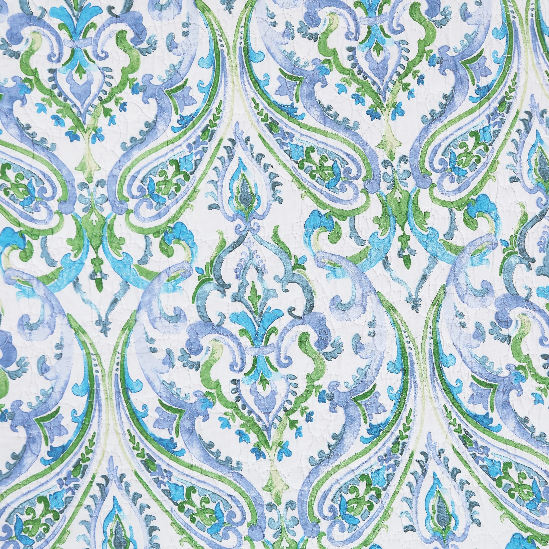 C&F Home Juliet Twin 2-Piece Reversible Coverlet Quilt Set - Blue Green White Paisley Pattern & Blue White Trellis Design - Includes 1 Standard Sham | Perfect for Kids' Rooms, Guest Bedrooms & Dorm Decor
