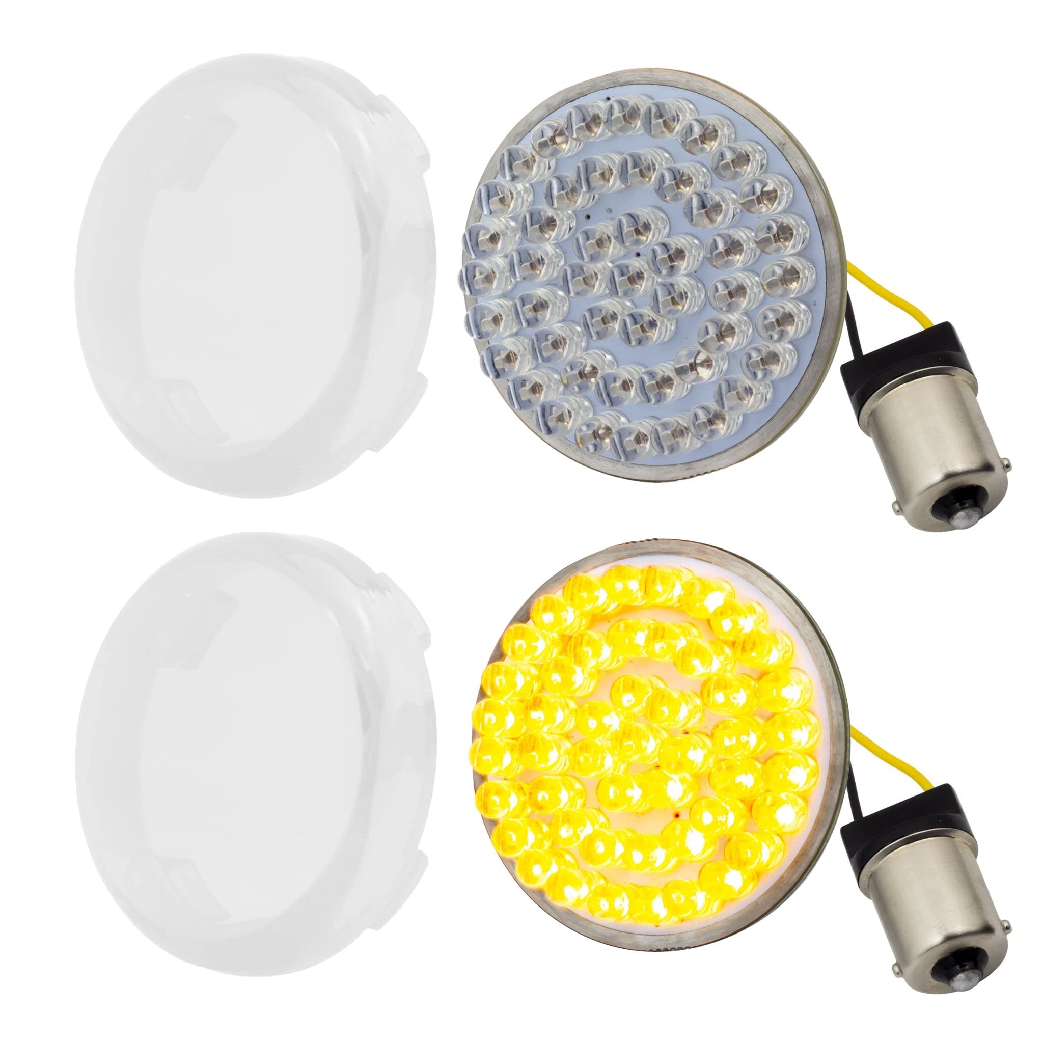 Eagle Lights 8748TS-1156A-C 2 Inch Rear LED Turn Signals for Harley Davidson Motorcycles - Gen I, 1156 Base, Amber with Clear Lenses - Enhanced Visibility & Safety for Night Riding & Custom Bike Builds