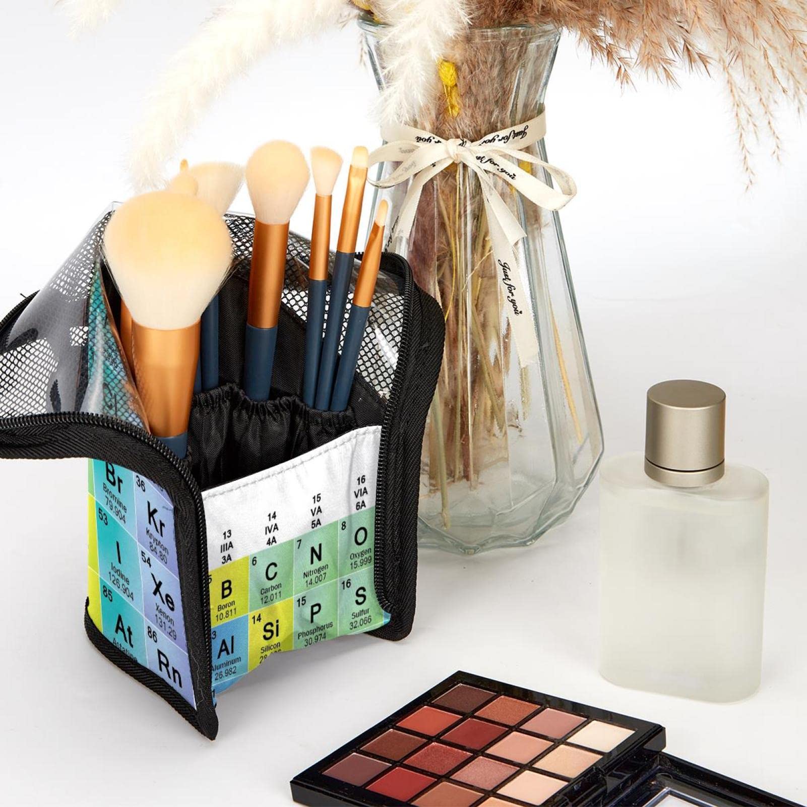 12-Piece Makeup Brush Organizer Bag with Brush Holder - Portable Travel Cosmetic Brush Case for Makeup Artists & Students - Perfect for Home, Salon, and On-the-Go Makeup Application