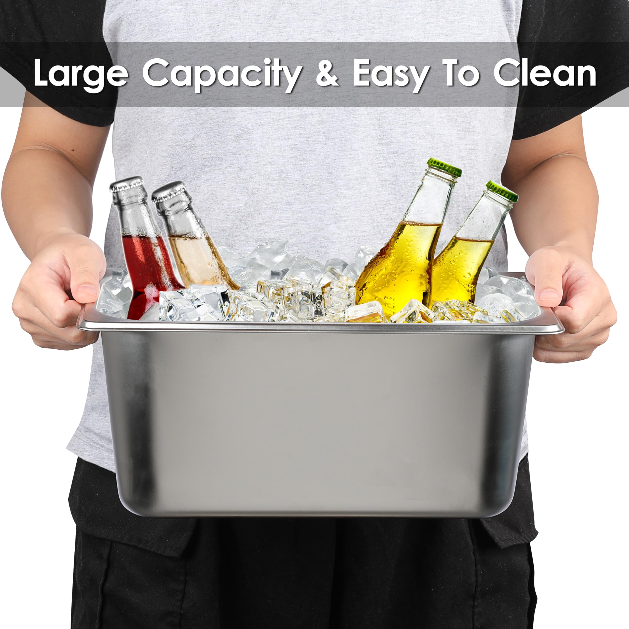 JUXYES 2-Pack Stainless Steel Beverage Tub - Large Beer & Champagne Ice Bucket Drink Cooler, Metal Wine Chiller with Rectangular Design - Perfect for Parties, Weddings, BBQs and Outdoor Events
