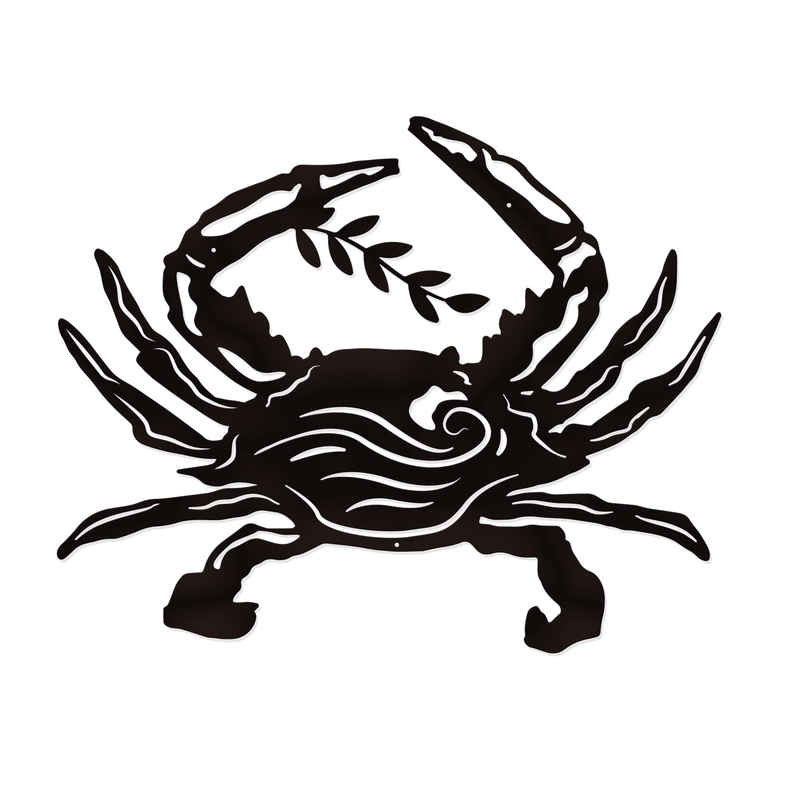 SUPERDANT Wrought Iron Crab & Olive Branch Wall Art - 11.81”x9.57” Metal Wall Decor Sculpture, Rustic Home Wall Hanging Plaque for Living Room, Bedroom, Kitchen & Office Decor