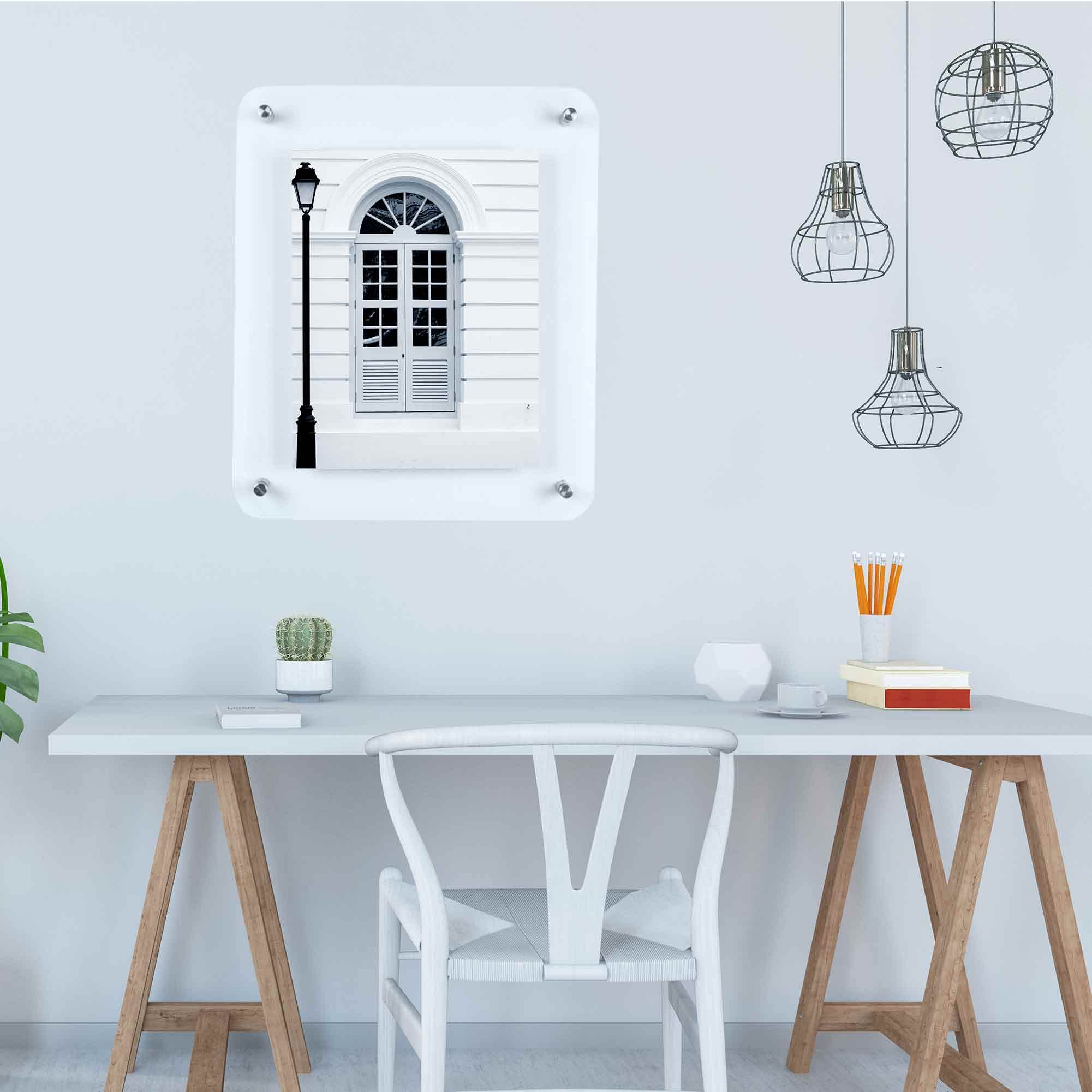 12x16 Floating Acrylic Picture Frame with Silver Standoff Hardware - Clear Frameless Wall Mount Display for Photos & Art (16x20 Overall Size) - Perfect for Home Decor, Office Display, and Gallery Style Presentations
